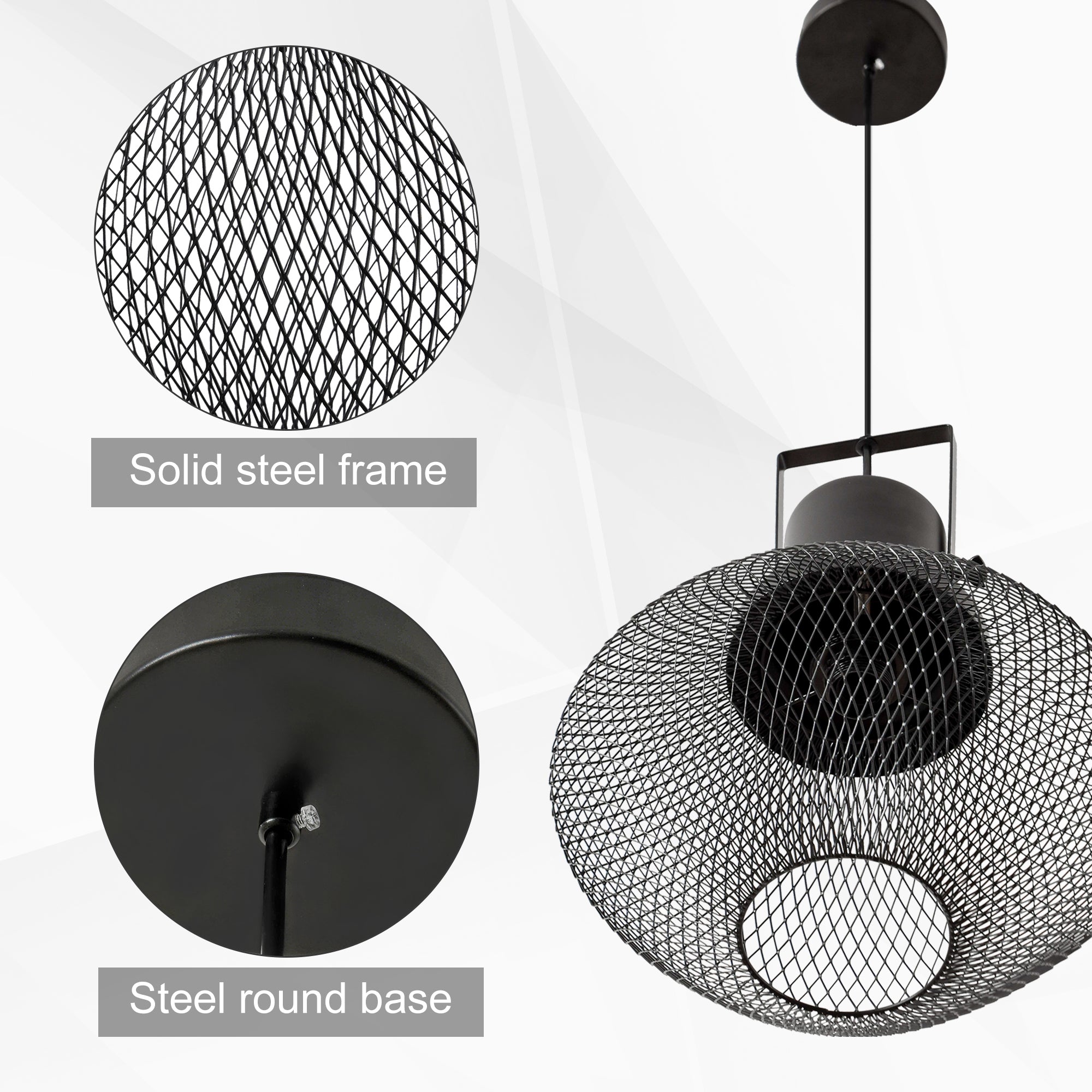 Industrial Pendant Light Fixtures with Adjustable Hanging Chain, Black