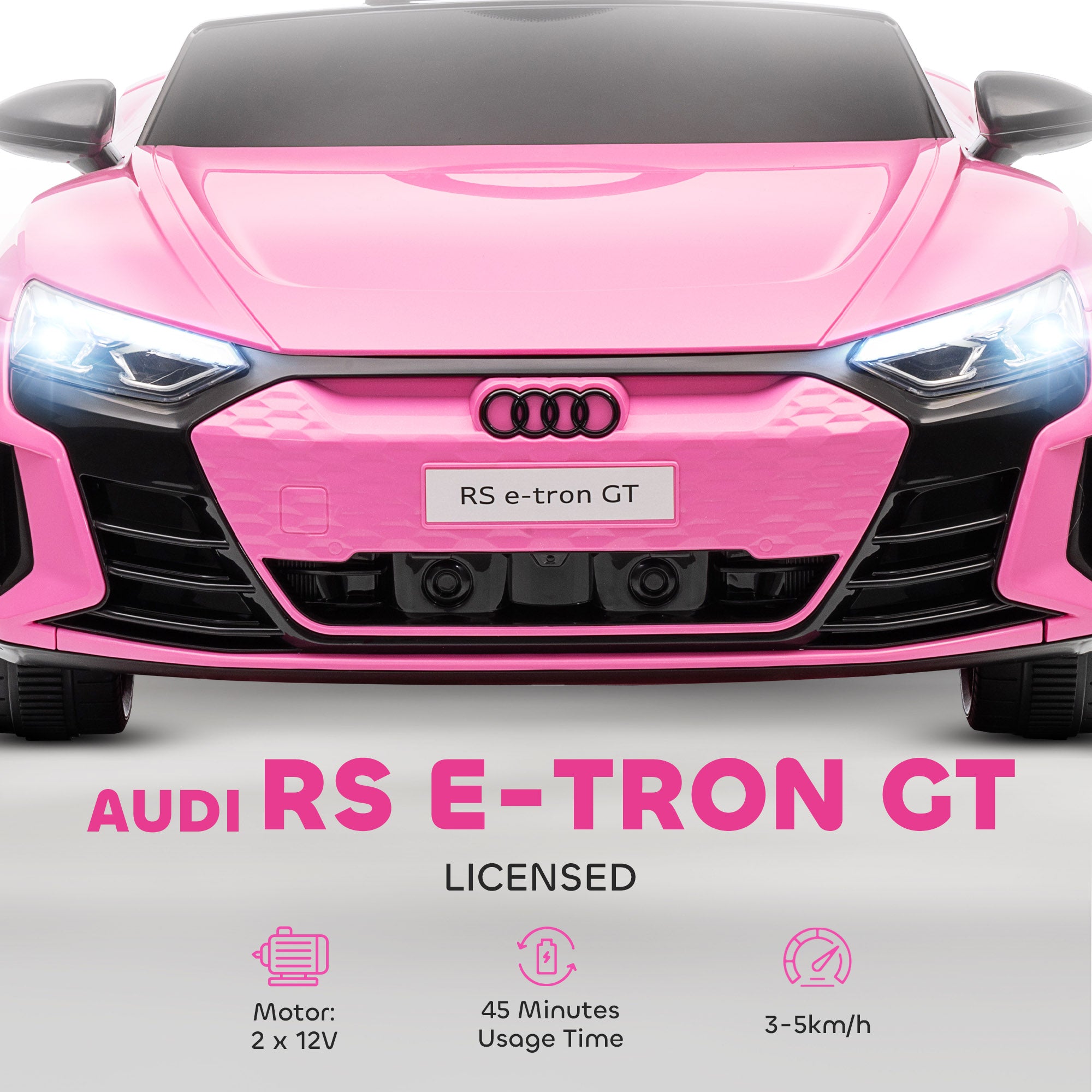 Licensed Audi RS e-tron GT 12V Ride On Car Truck for Kids, Electric Car Ride On Vehicle w/Parent Remote Control, Music, Lights, for Toddlers, Pink