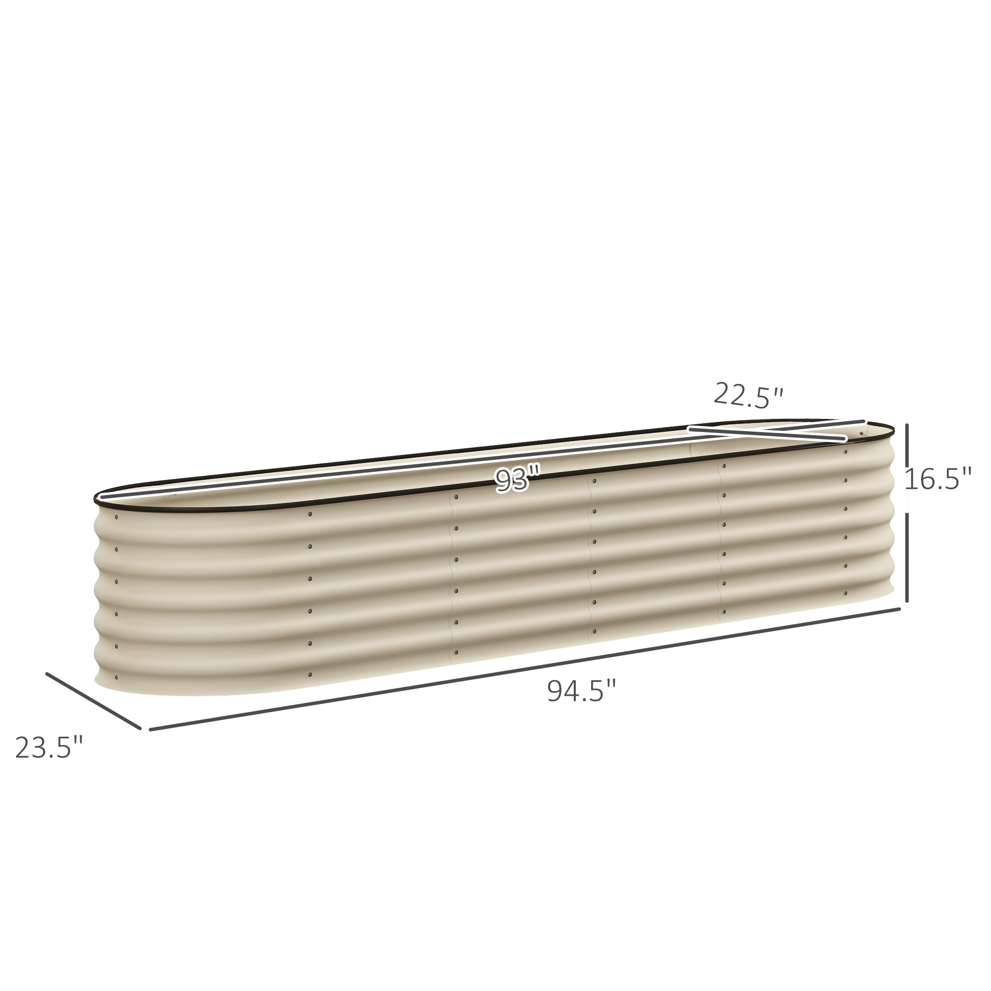 7.9' x 2' x 1.4' Galvanized Raised Garden Bed Kit, Metal Planter Box with Safety Edging, Cream - Cream White - Image 3