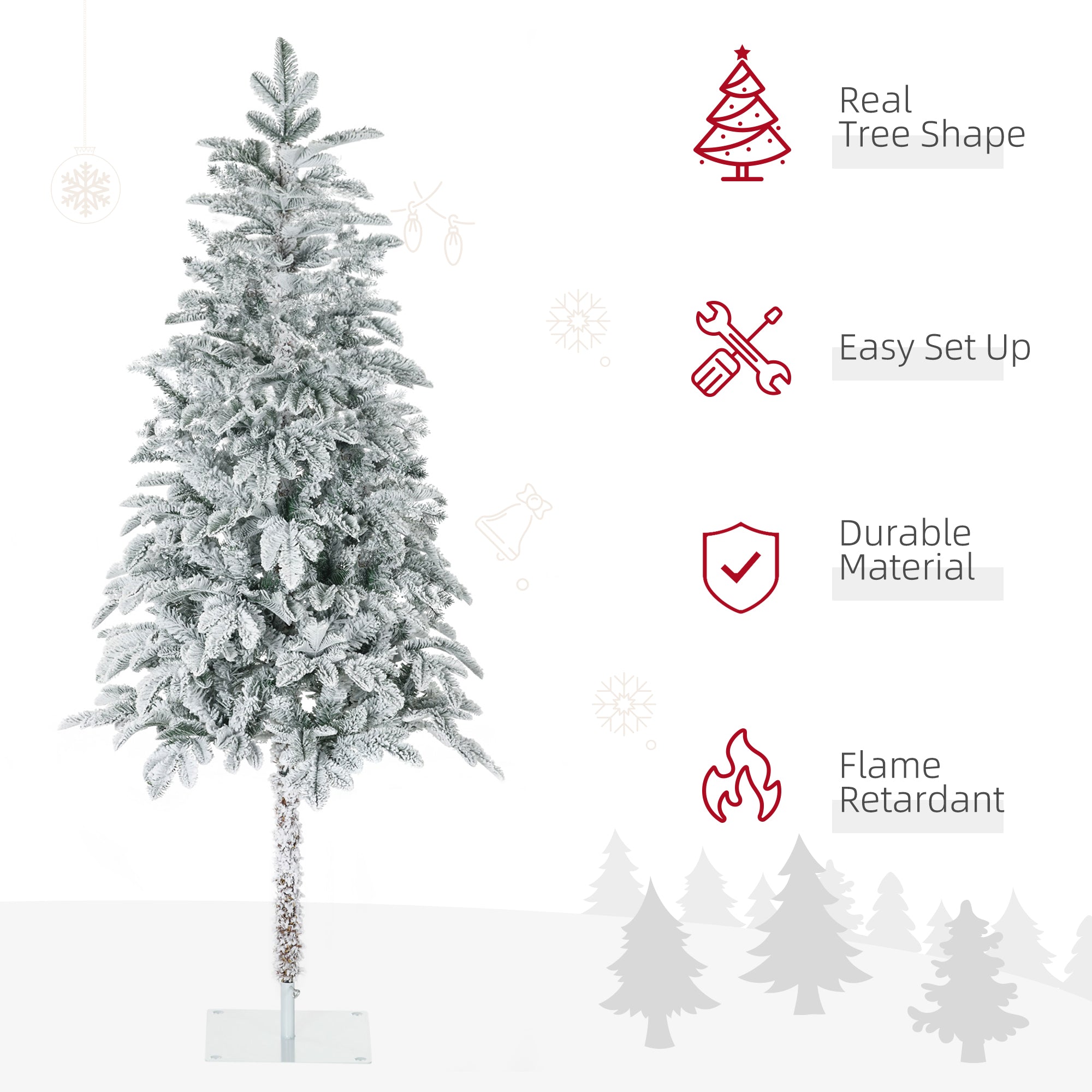 6' Artificial Flocked Christmas Trees, with Snow Frosted Branches, Auto Open, Steel Base