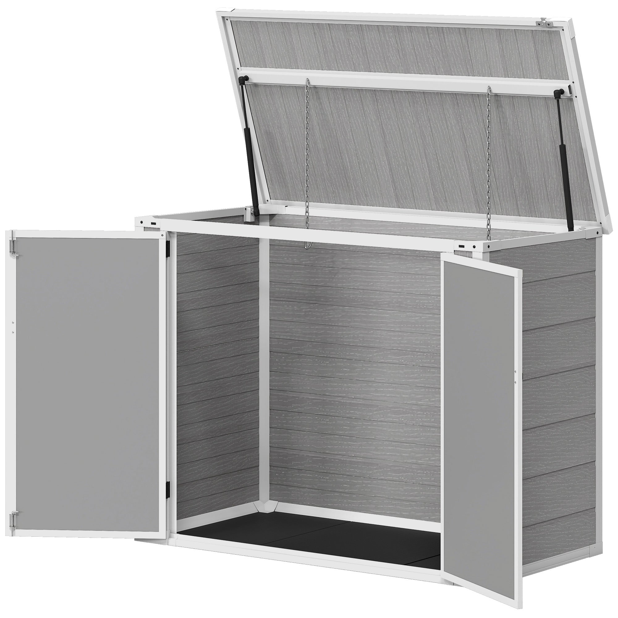 4.7 x 2.5FT Outdoor Horizontal Storage Shed, Lockable Trash Can Storage with Chain Lid, Gray - Gray