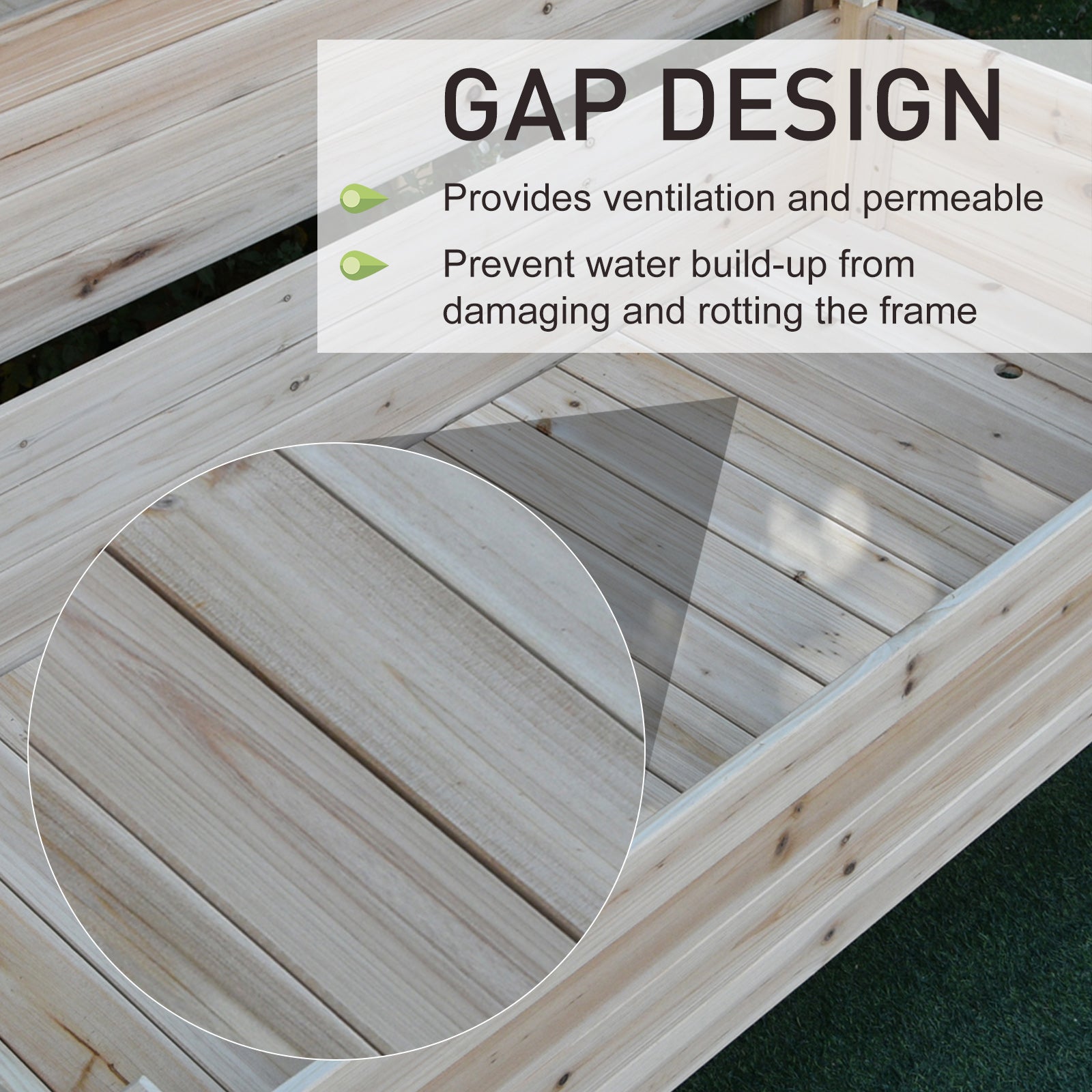 Two-Tier Wooden Elevated Garden Bed with Legs, Large Capacity 45x45 Outdoor Planter for Vegetables, Flowers, and Herbs, Ideal for Gardeners, Natural - Natural Wood Color - Image 7