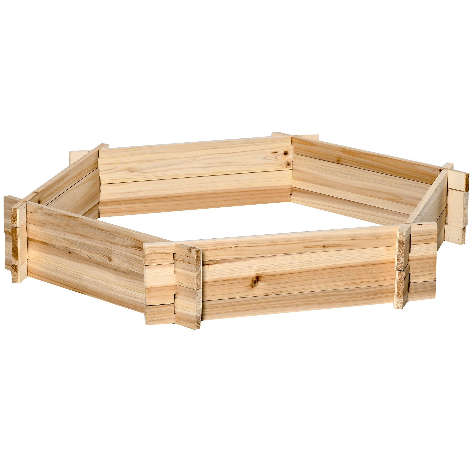 39'' x 36'' Screwless Raised Garden Bed, Hexagon Planter Box DIY Herb Garden - Natural wood finish