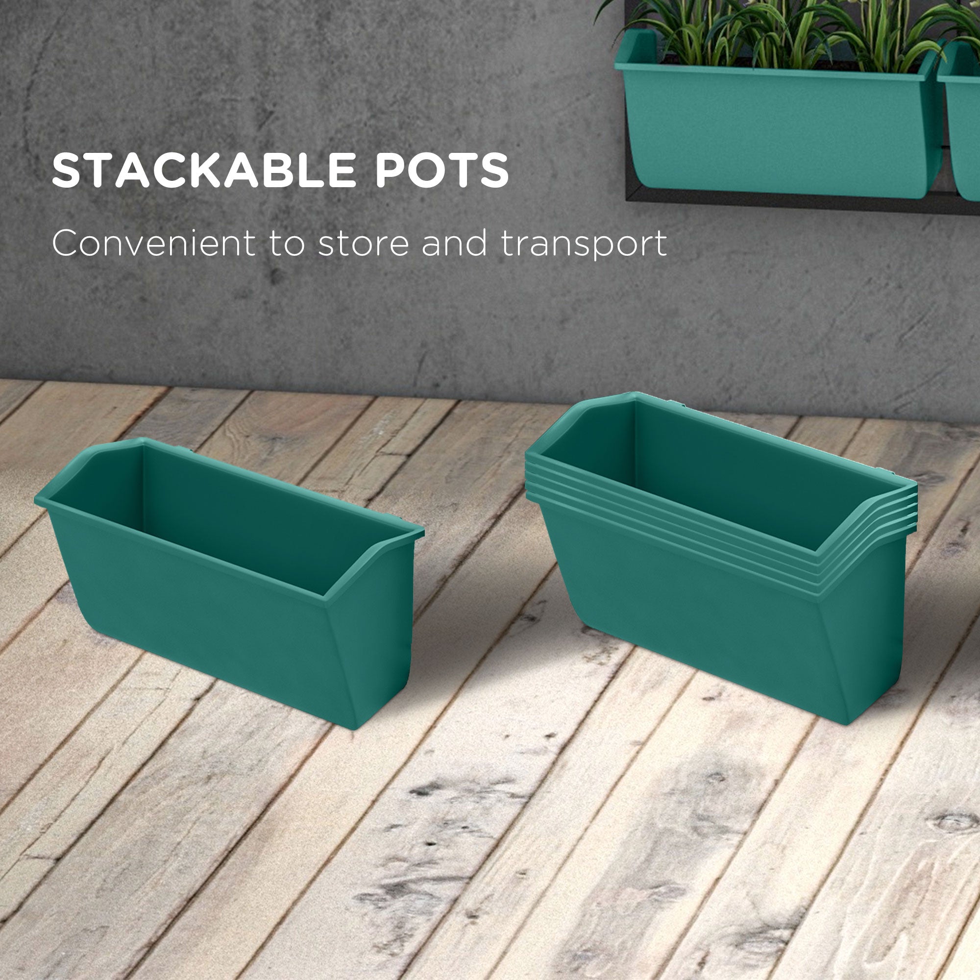 3-Tier Hanging Planter with 6 Pots for Indoor and Outdoor Use, Wall Planter, Self Draining & Wall Mounted, Green - Green - Image 7
