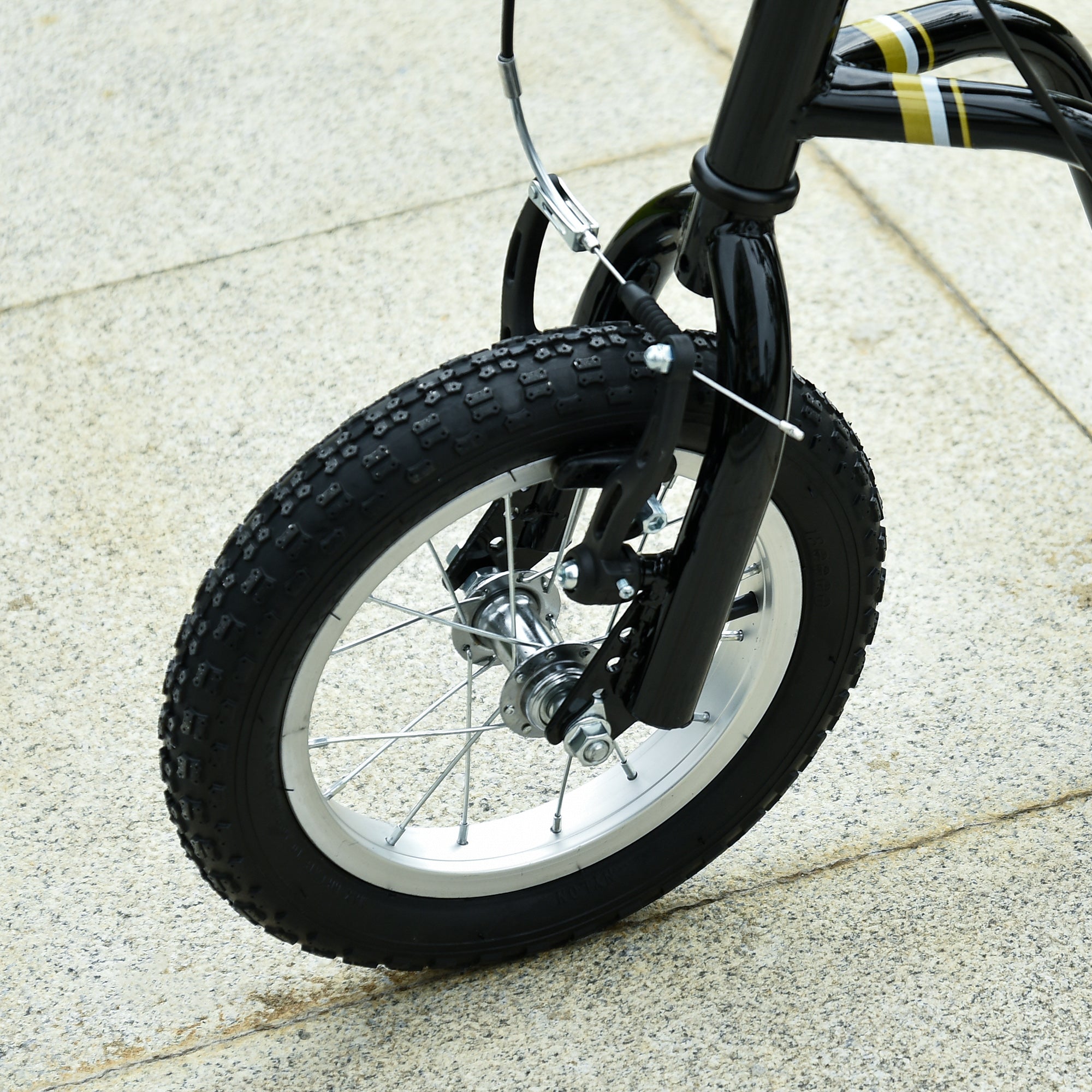 Youth Scooter Front and Rear Caliper Dual Brakes 12-Inch Inflatable Front Wheel Ride On Toy For Age 5+ - Black