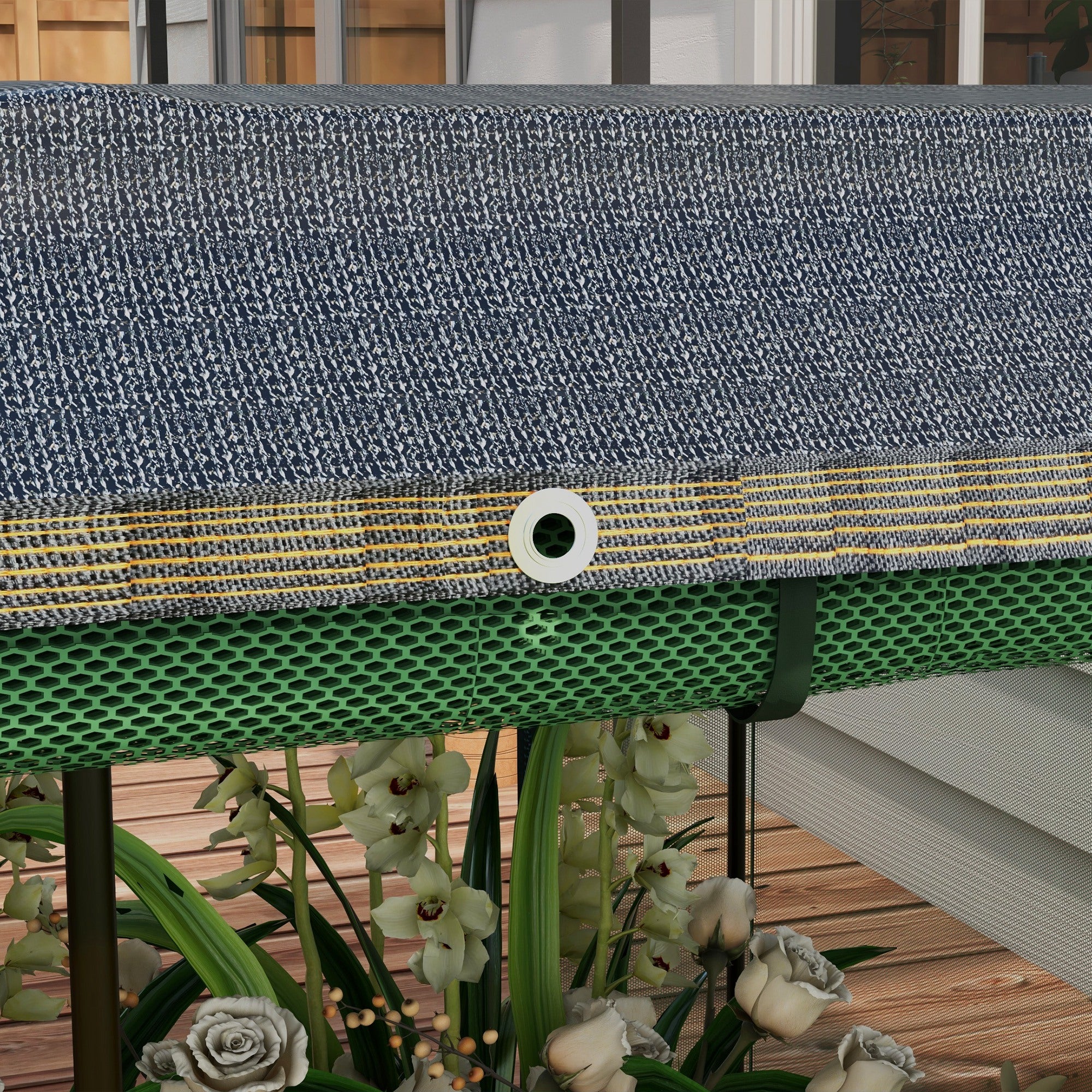 Galvanized Steel Planter Box with Crop Cage and Shade Cloth, Raised Garden Bed for Flowers, Veggies and Herbs, Beige - Beige - Image 8