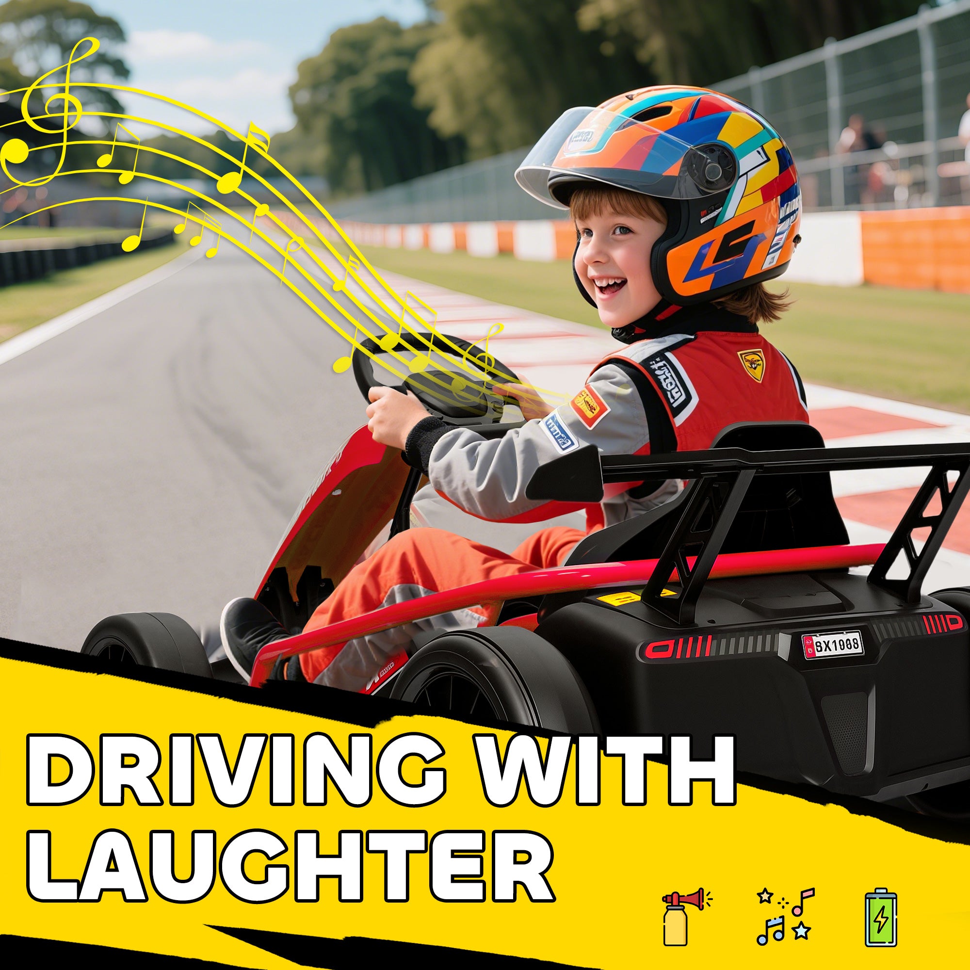 24V 7AH Kids Electric Go Kart, 8.1 MPH Battery Powered Drift Kart with Dual Motors, Soft Start for 8-12 Years, Red