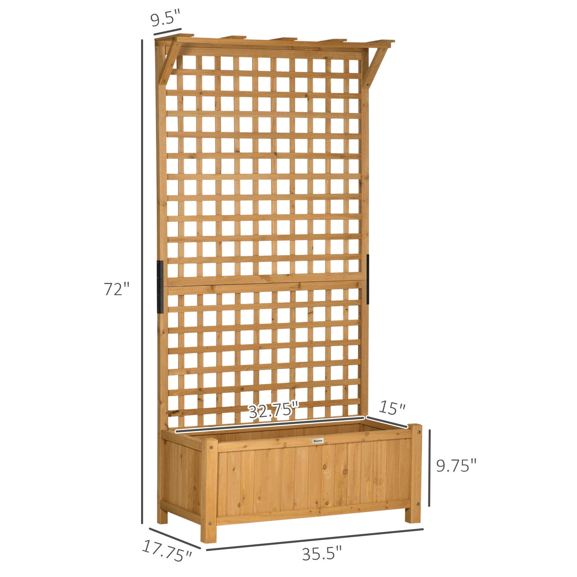 Wood Planter with Trellis for Vine Climbing, Raised Garden Bed, Privacy Screen for Backyard, Patio, Yellow - Yellow - Image 3