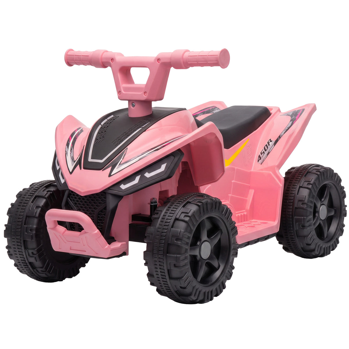 Kids ATV, 6V Battery Powered Kids Quad with 4 Wheeler, Handlebar Button Control, Max 1.2MPH, Max 55lbs Load, Light Pink
