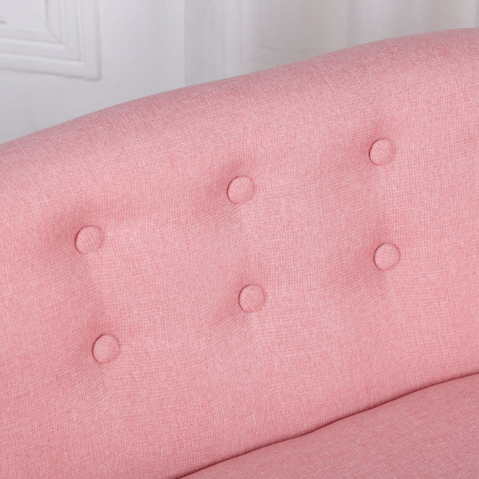 2-Seat Kids Sofa, Toddler Sofa Couch, Linen-Like Fabric & Wood Frame Sofa Chair for Ages 3-7, 11" High Seat, Pink