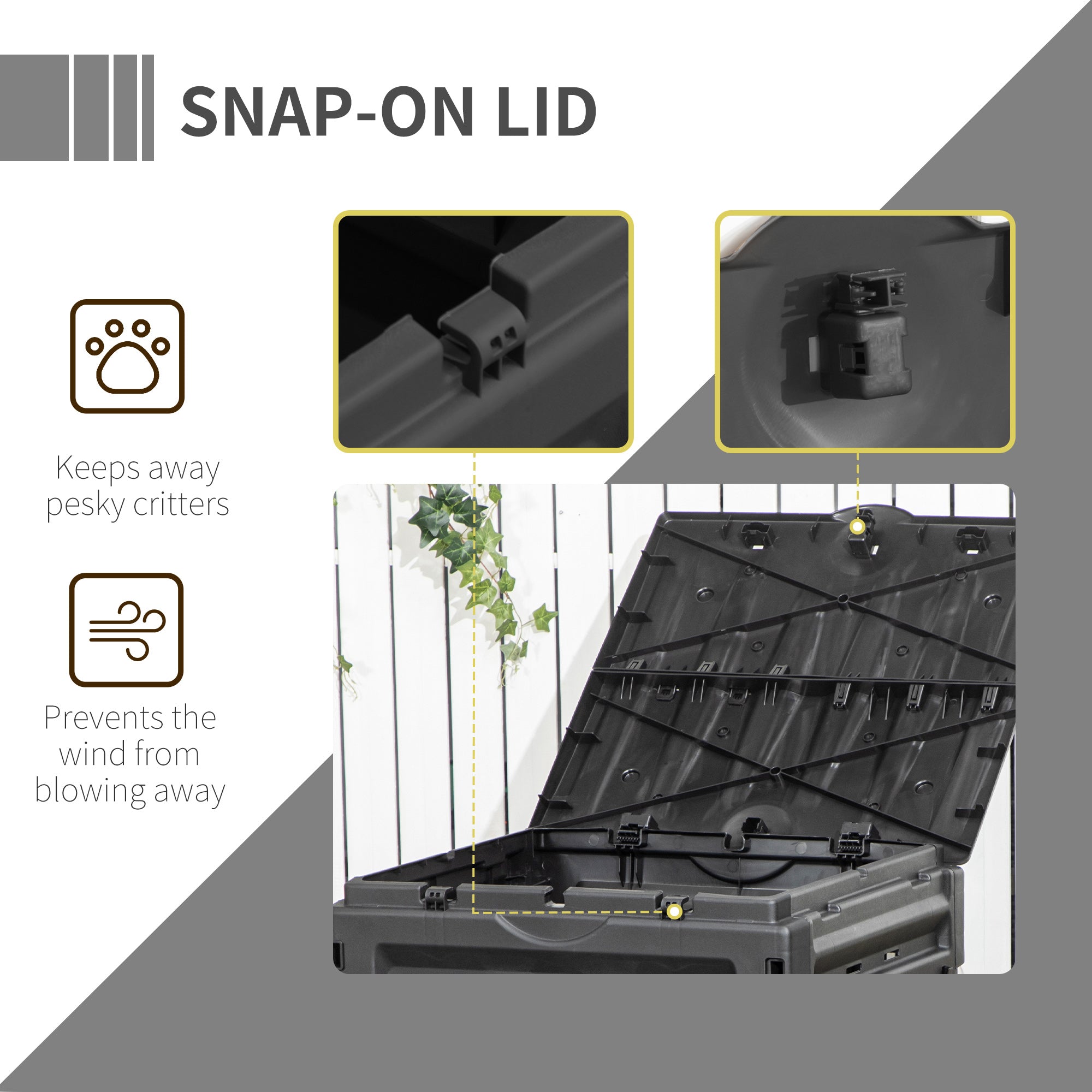 Garden Compost Bin, 120 Gallon (450L) Garden Composter, BPA Free, with 80 Vents and 2 Sliding Doors, Lightweight & Sturdy, Fast Creation of Fertile Soil, Black - Black - Image 7