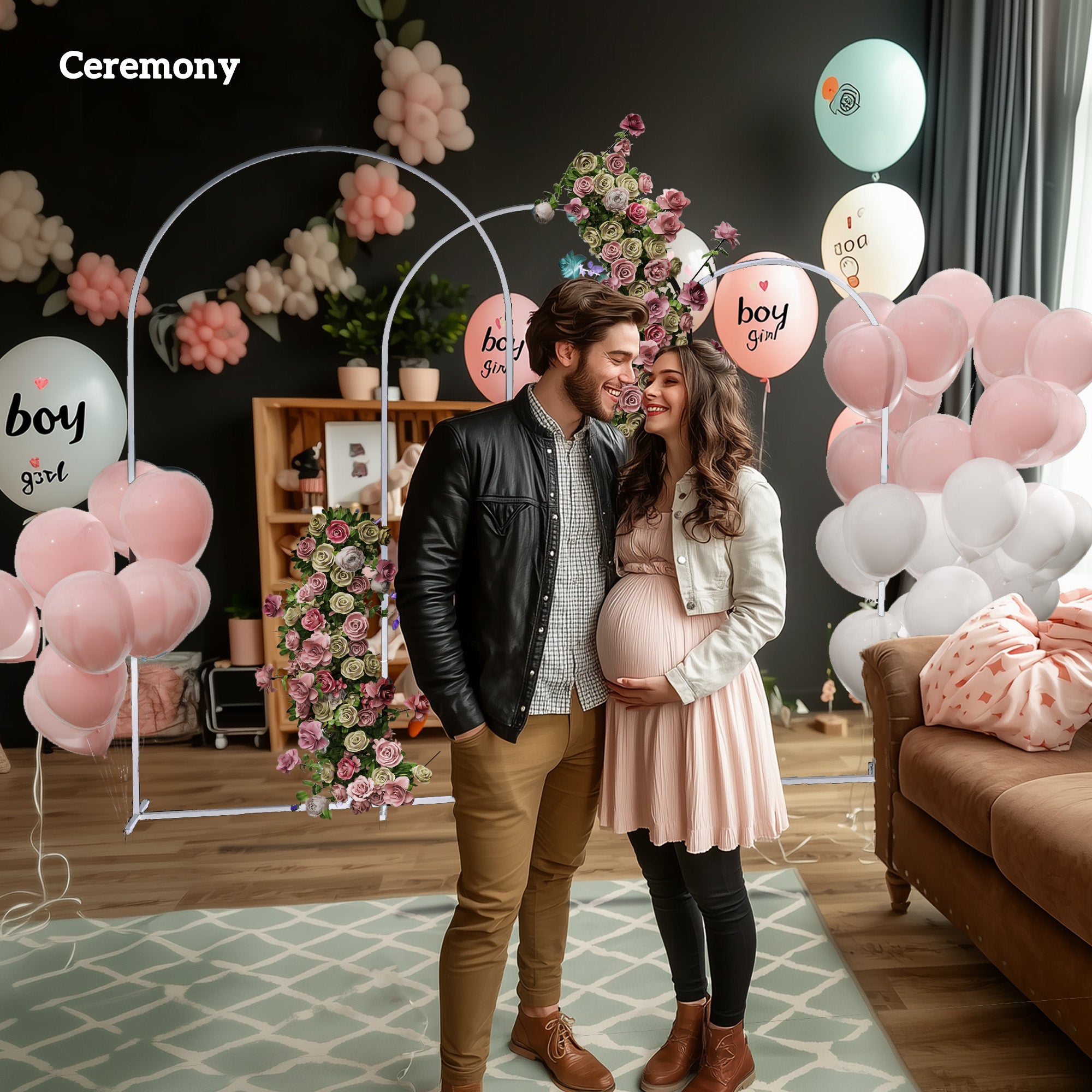 Metal Arch Backdrop Stand Set of 3, 7/6.5/6 ft Wedding Arch Frame, Balloon Backdrop Arch Stand Set for Birthday Party, Bridal Shower, Graduation, Ceremony, Banquet Decorations, White - White - Image 8