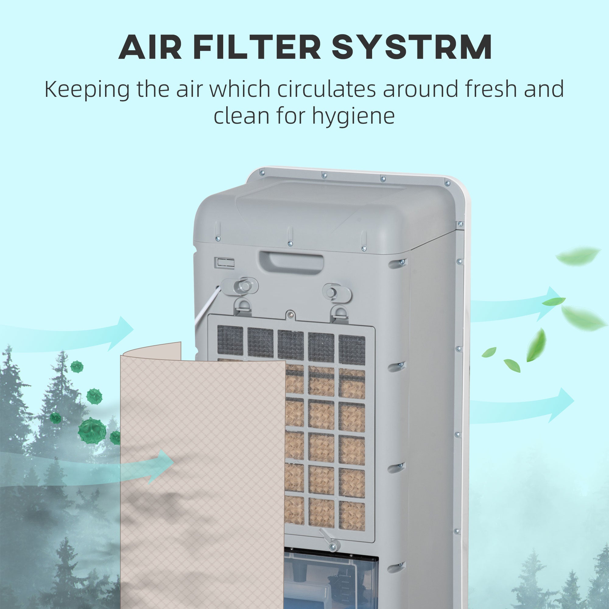3-In-1 Ice Cooling Fan, Mobile Evaporative Air Cooler with Remote, Timer, Oscillating for Home Office, Bedroom, White