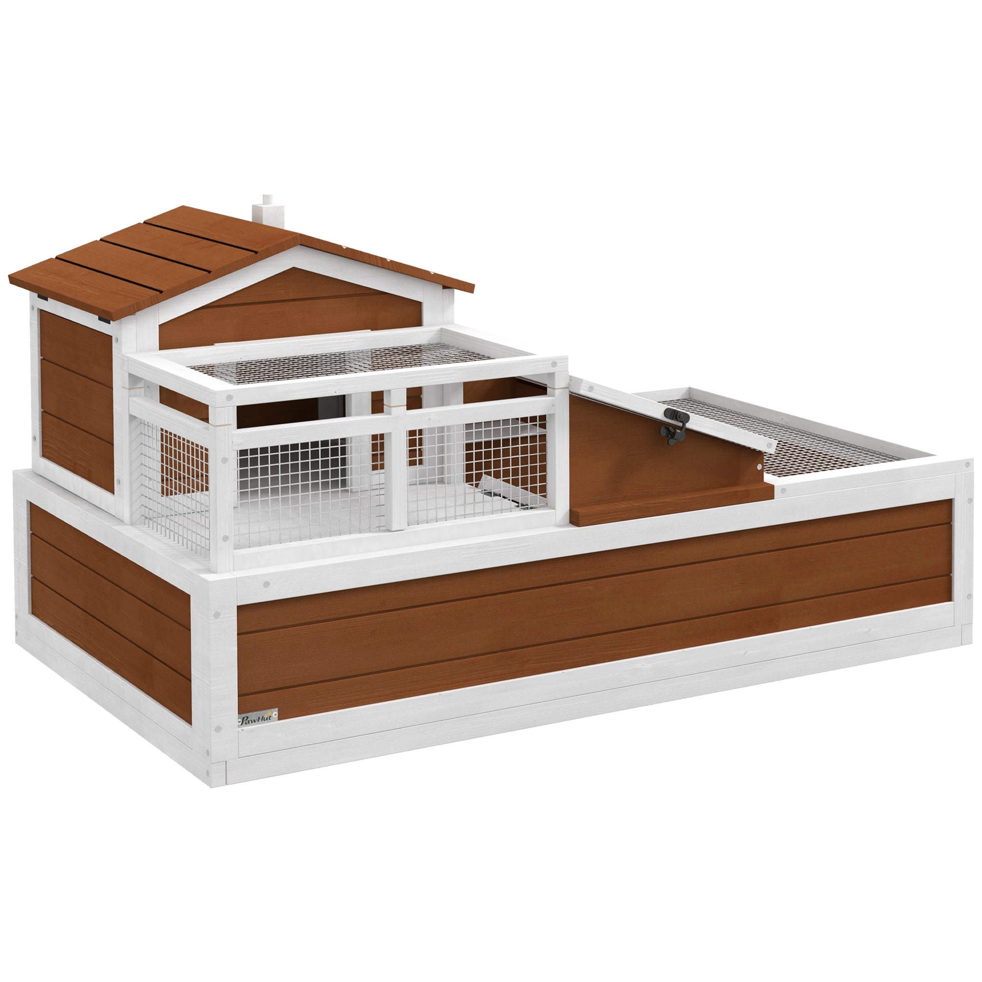 3-Room Tortoise Habitat House w/ Balcony & 2 Stories, 44" x 25.5" x 25", Coffee - Coffee