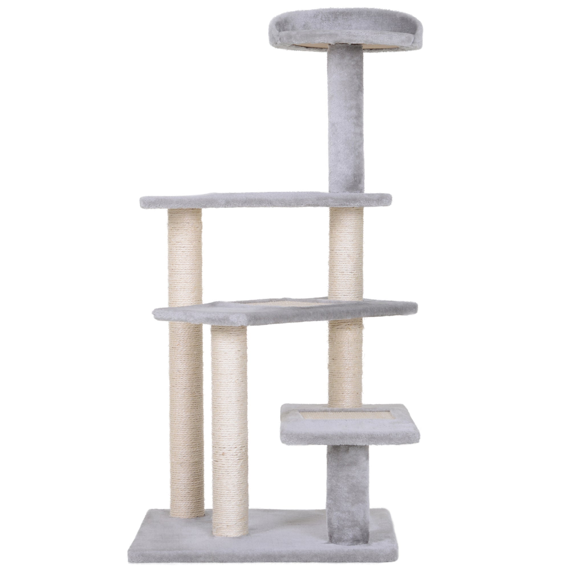 40" 5-Level Revolving Stair Cat Tree Scratcher Climbing Activity Tower with Play Center and Resting Perch - Gray - Beige, Grey - Image 7