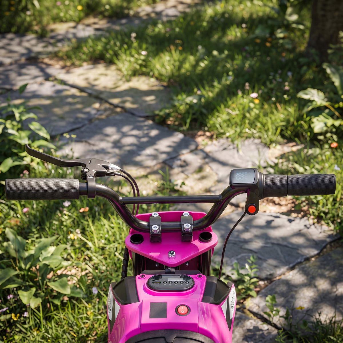 24V Kids Electric Motorcycle with 180W Brushless Motor, Suspension, Soft Start, 12" Rubber Tires for 6+ Years, Pink