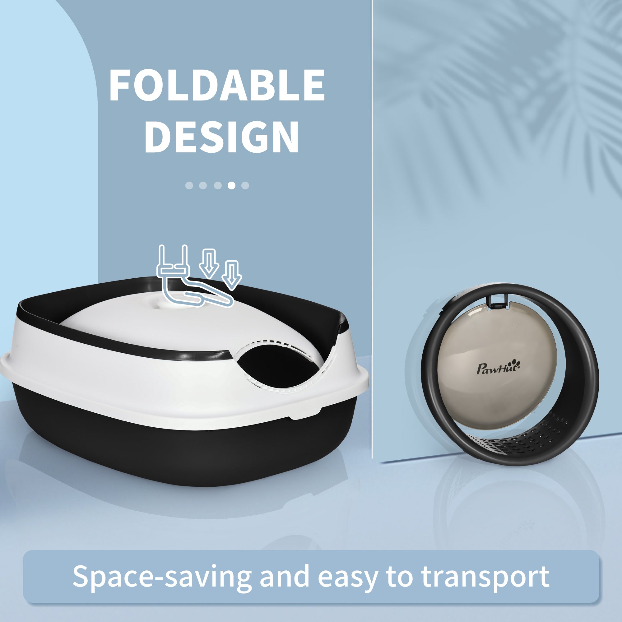 Dome Covered Cat Litter Box with Lid, White and Black - Black - Image 7
