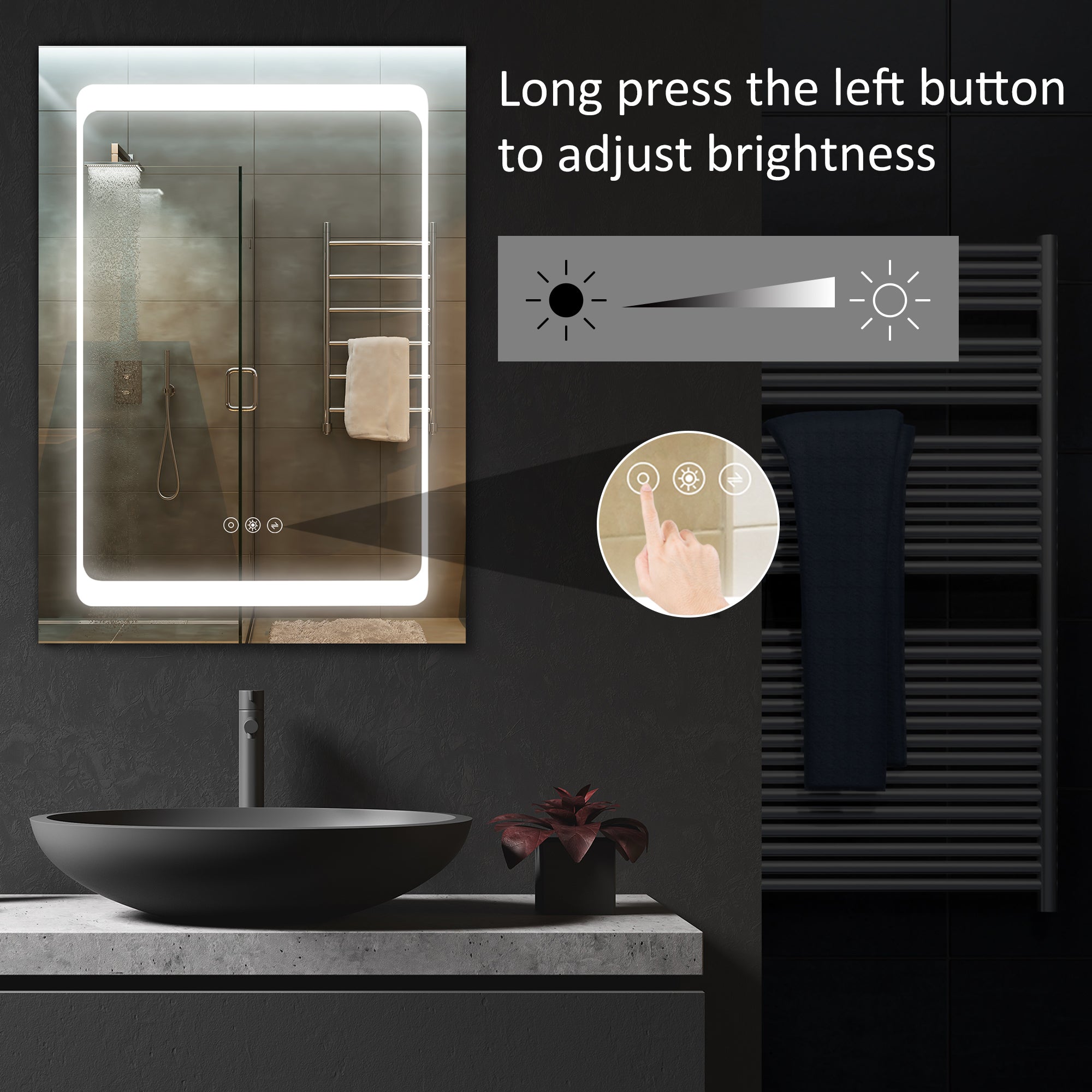 Wall-Mounted Plug-In Bathroom Organizer with 3 Storage Shelves, LED Lighted Medicine Cabinet with Mirror