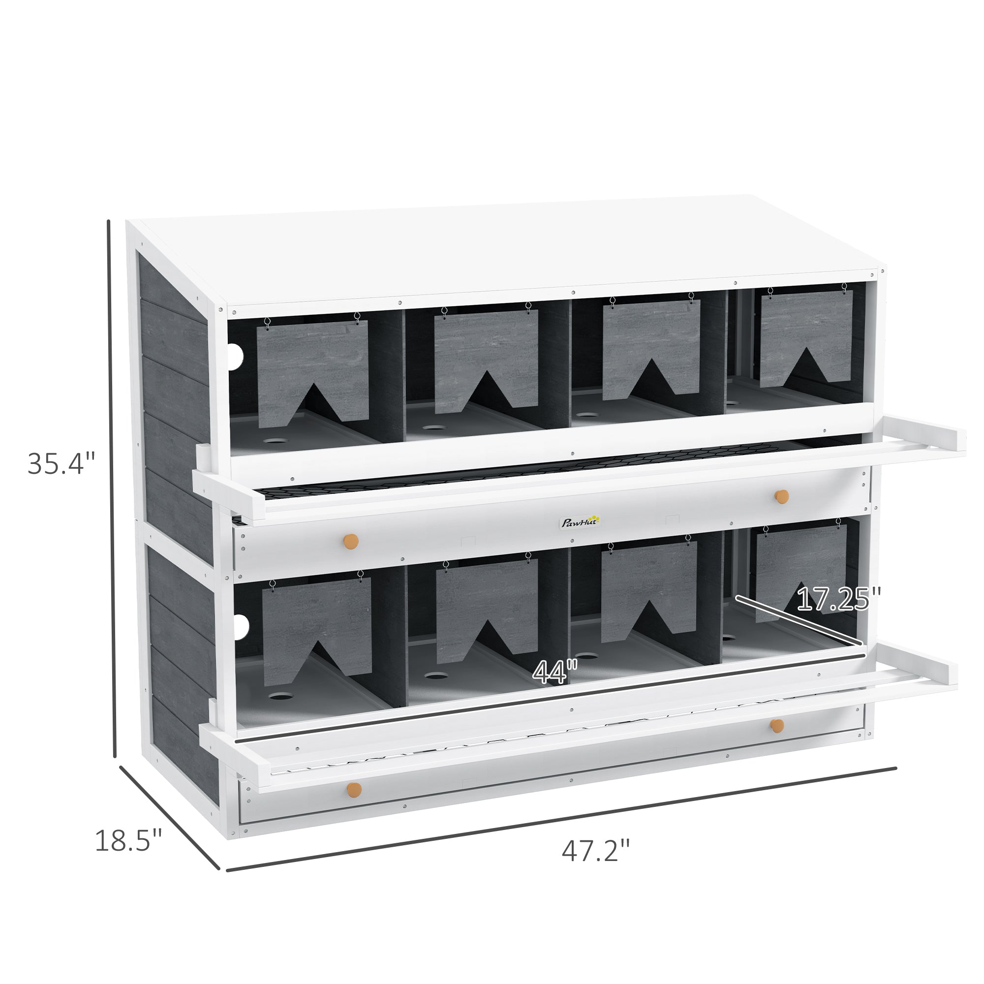Chicken Nesting Box, 8 Compartment Wood Laying Boxes for Chicken Coop with Egg Collection Trays Perches for 16-32 Hens - Gray - Image 3