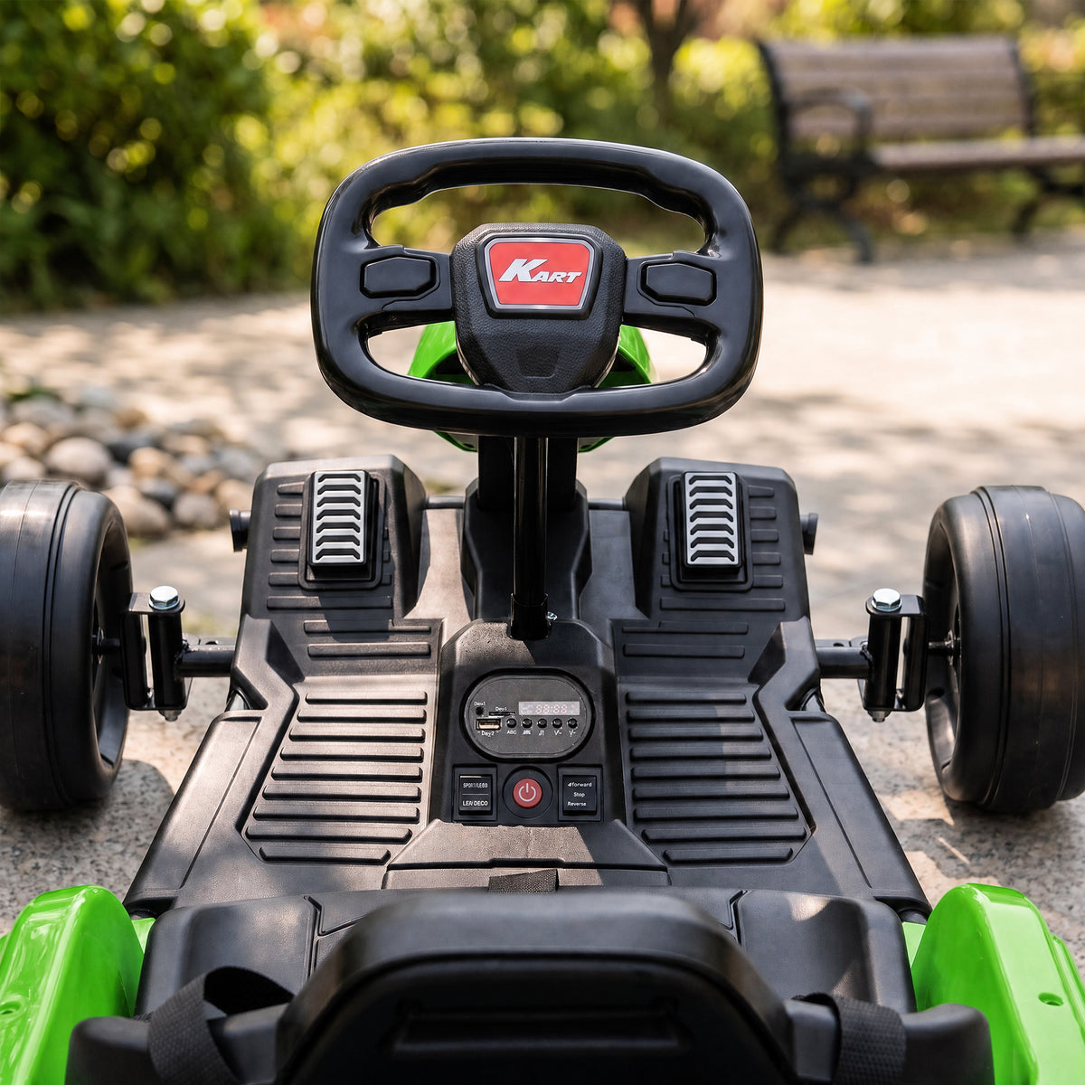 24V Electric Go Kart with Dual 150W Motors, Adjustable Seat & 11.2MPH High Speed, Slow Start, 5-Point Harness, Green