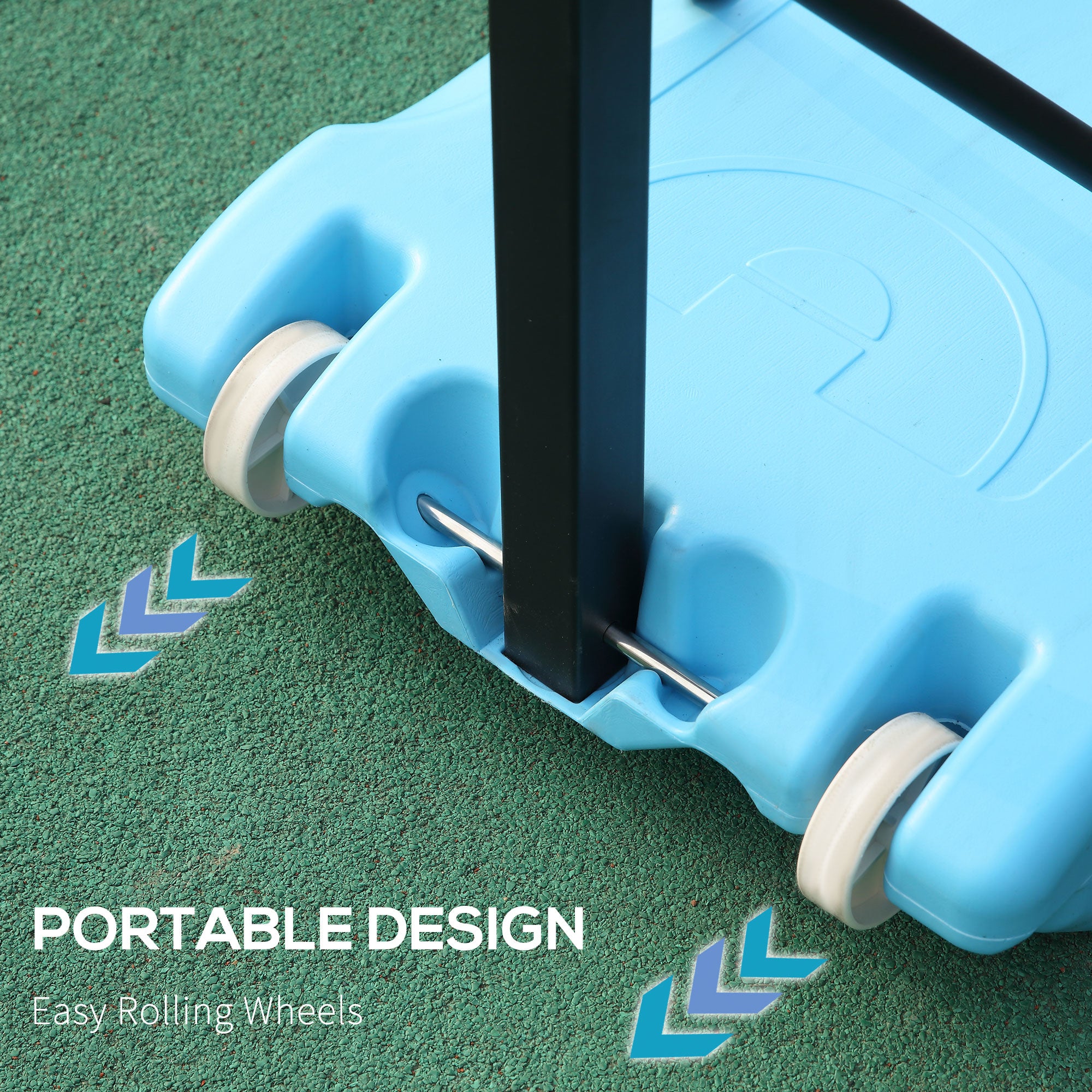 Poolside Basketball Hoop Stand, 36.5"-48.5" Height Adjustable Portable Hoop System w/ Clear Backboard & Fillable Base for Whole Family, Blue, Black, Red