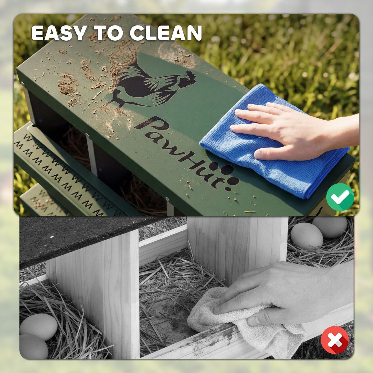 Chicken Nesting Boxes, 6 Compartment Steel Nesting Boxes for Chickens, Wall Mount Egg Laying Boxes with Vented Holes