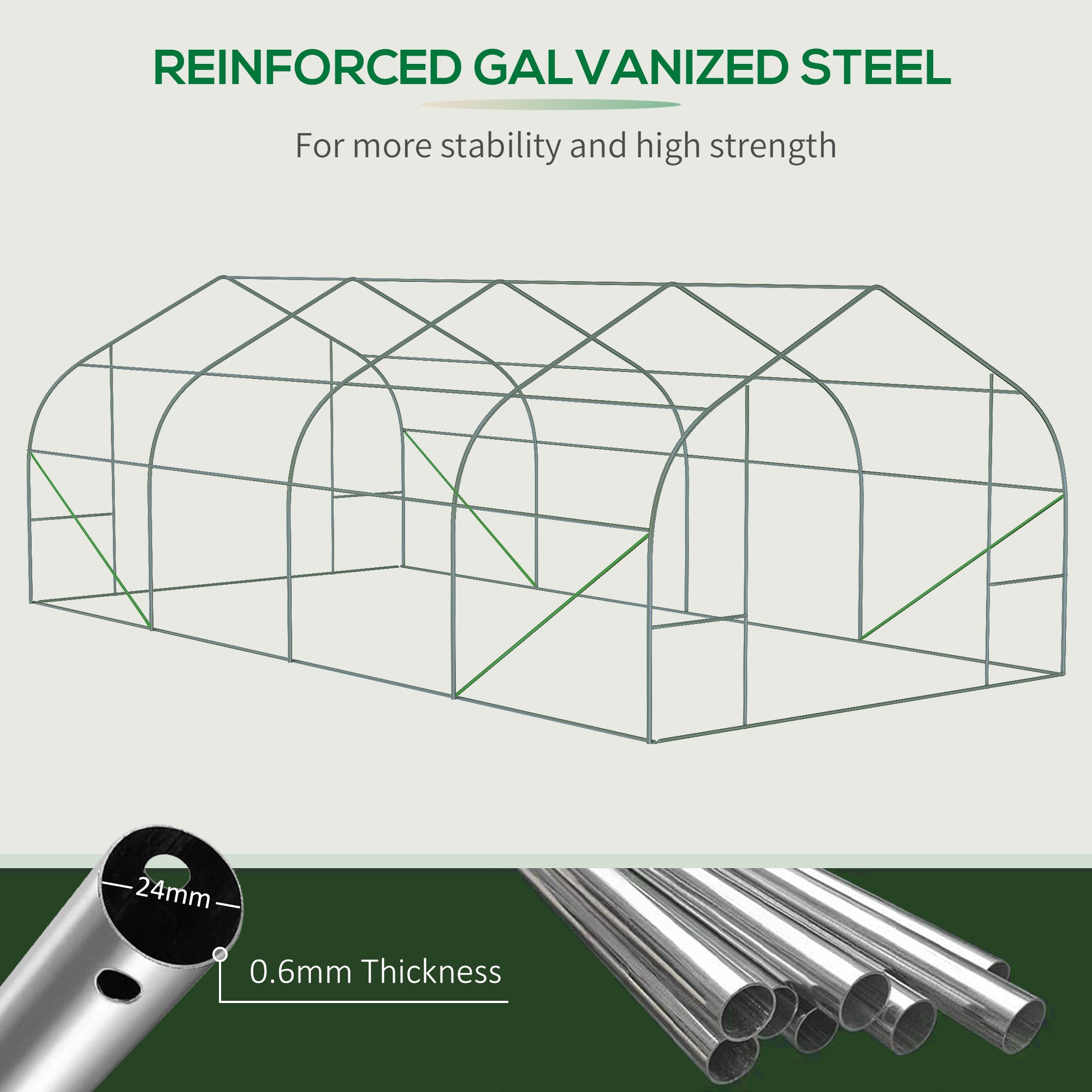 20' x 10' x 7' Walk-in Tunnel Greenhouse with Zippered Mesh Door & 8 Mesh Windows, Gardening Plant Hot House with Galvanized Steel Hoops, White - White - Image 7