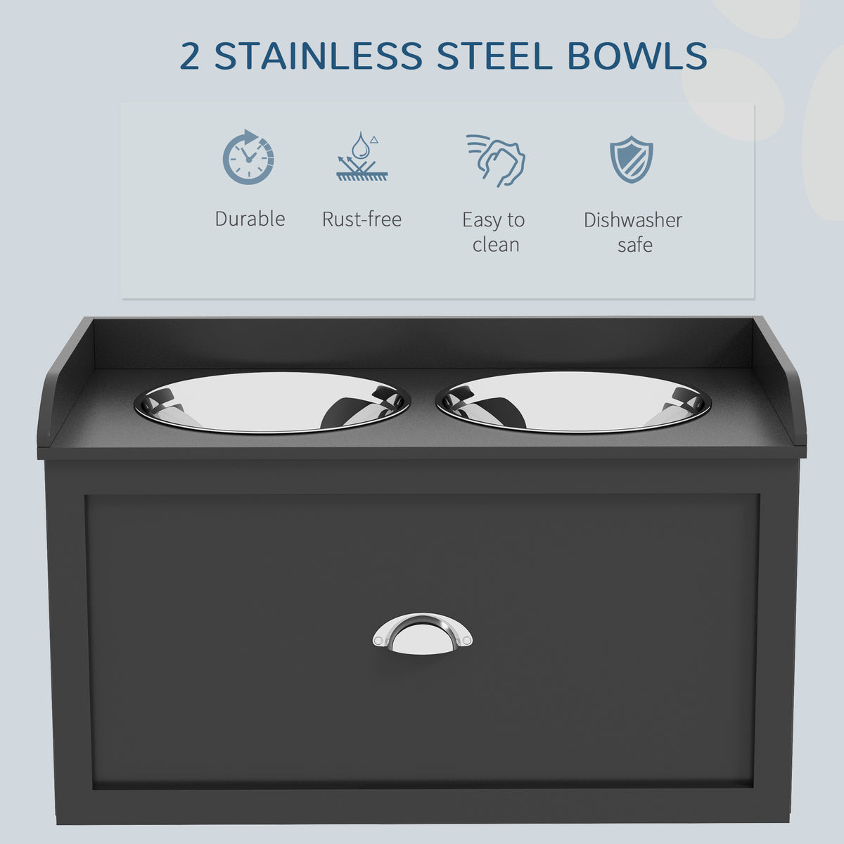 Pet Feeding Station Pet Dish Bowl Set with Storage, 2 Elevated Dog Bowls for Large Sized Dogs, Black