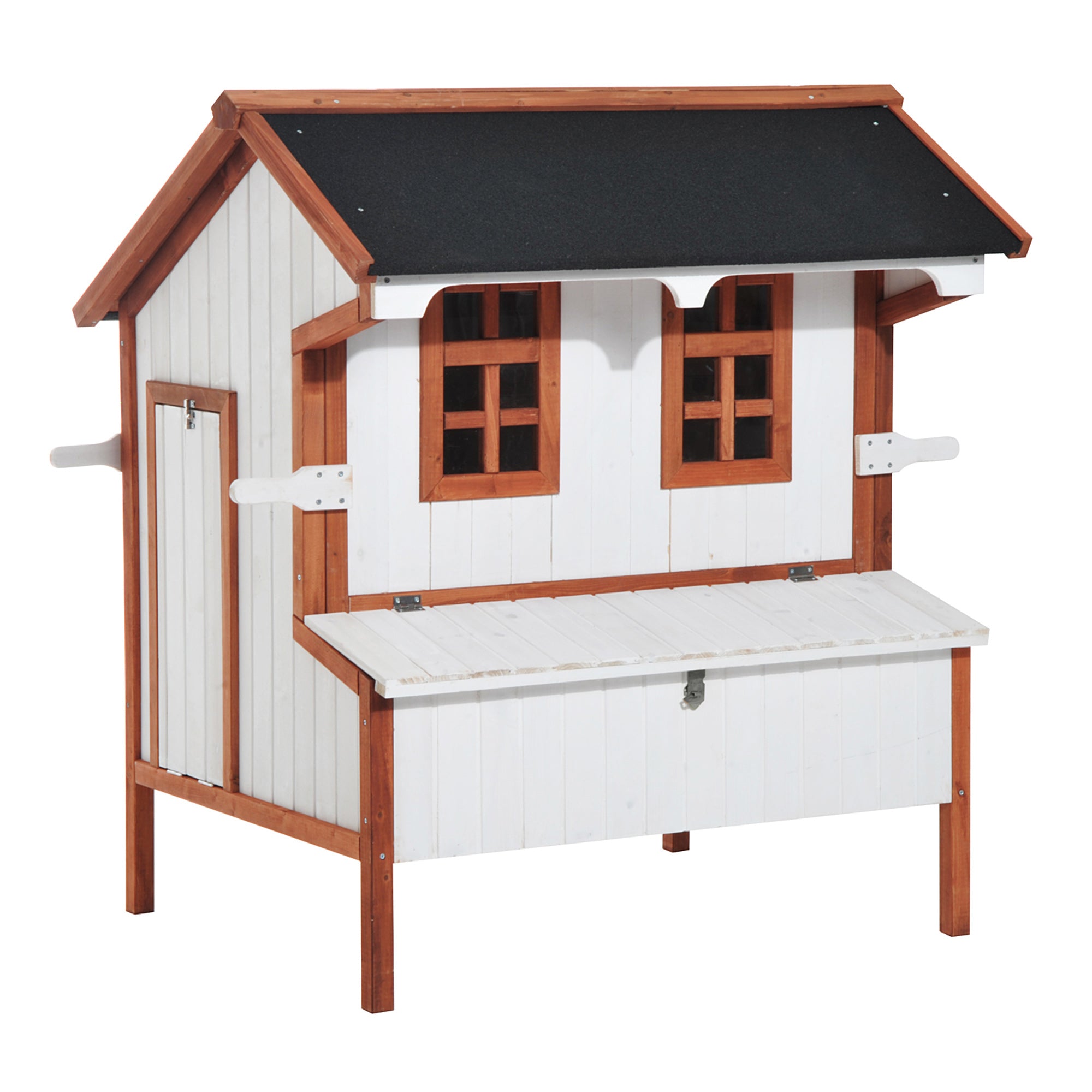 47" Chicken Coop Wooden Chicken House Rabbit Hutch Raised Poultry Cage Portable Hen Pen Backyard with Nesting Box and Handles - Multi Color