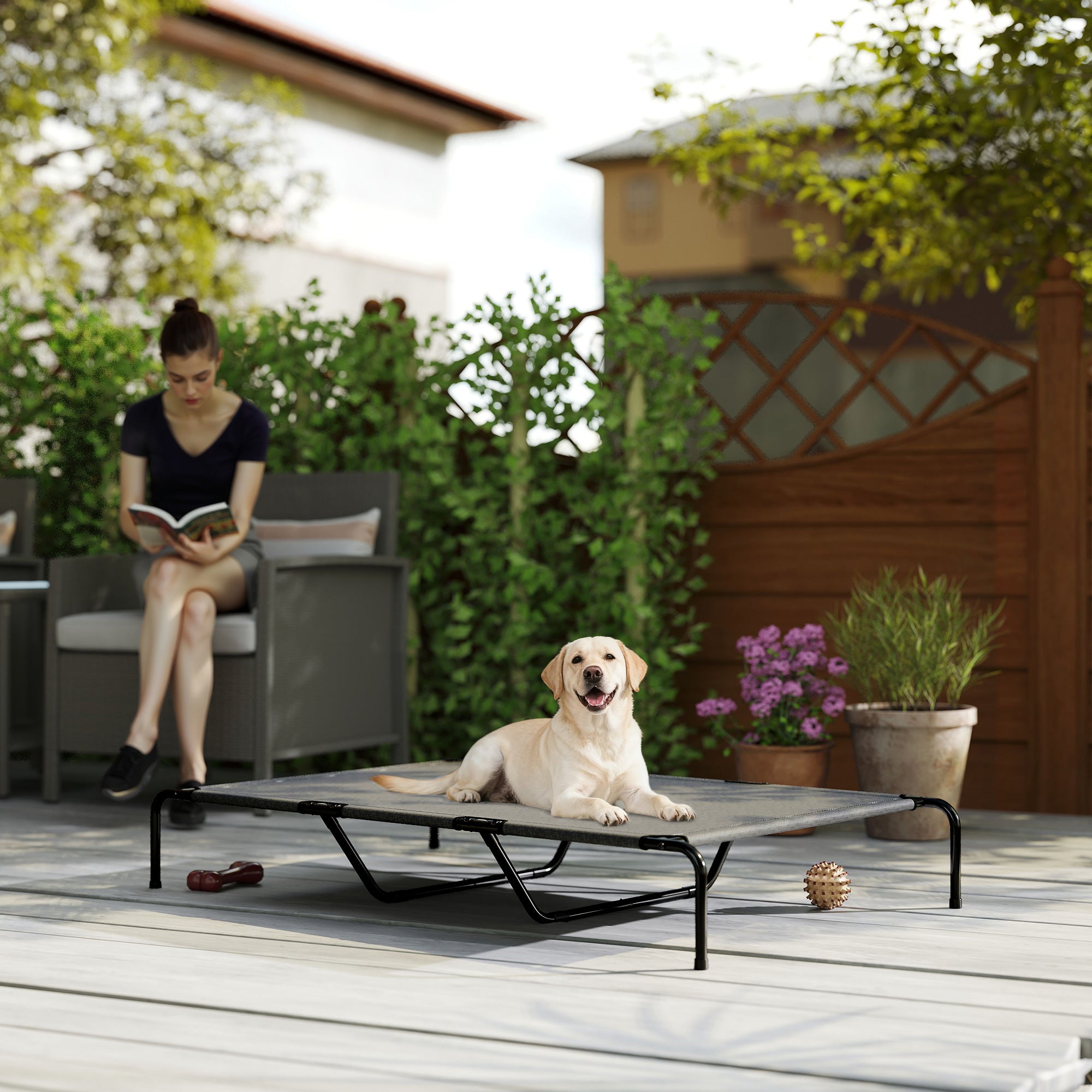 Elevated Dog Bed for Large Breeds Gray 60"L - Gray - Image 2