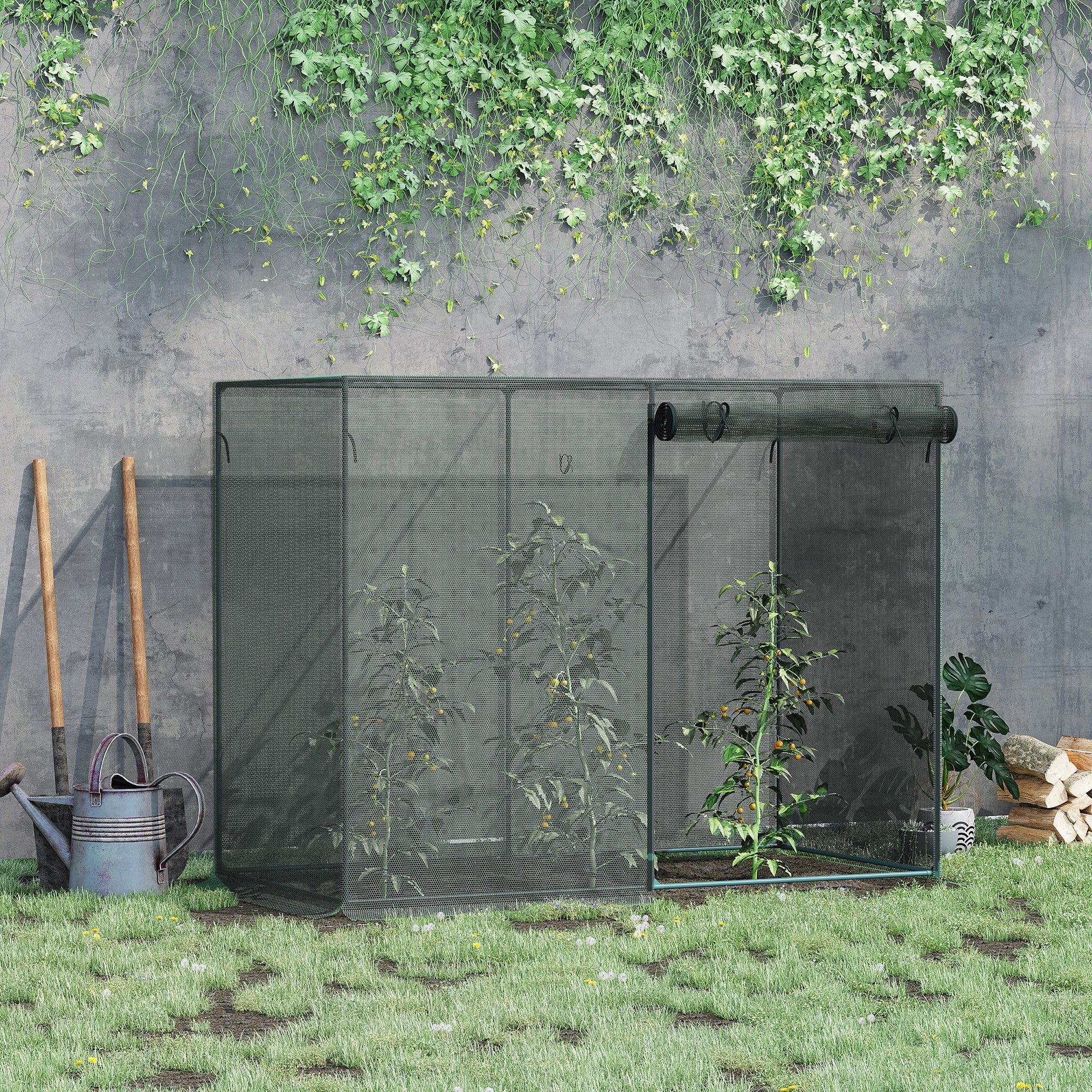 6' x 3' x 5' Crop Cage, Plant Protection Tent with Zippered Doors for Vegetable Garden, Backyard, Black - Black - Image 2