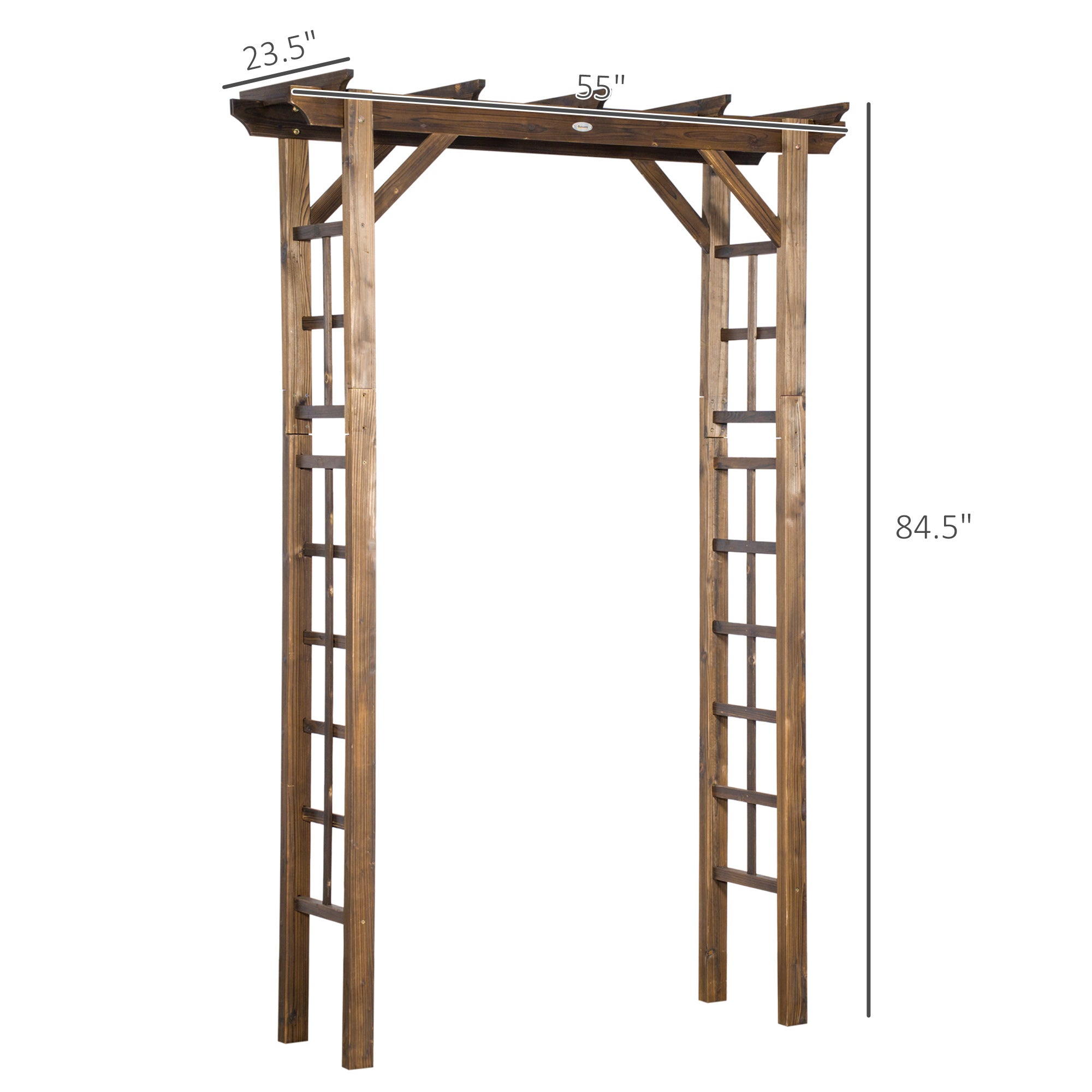 85" Wooden Garden Arbor for Wedding and Ceremony, Outdoor Garden Arch Trellis for Climbing Vines - Carbonized - Carbonized - Image 3