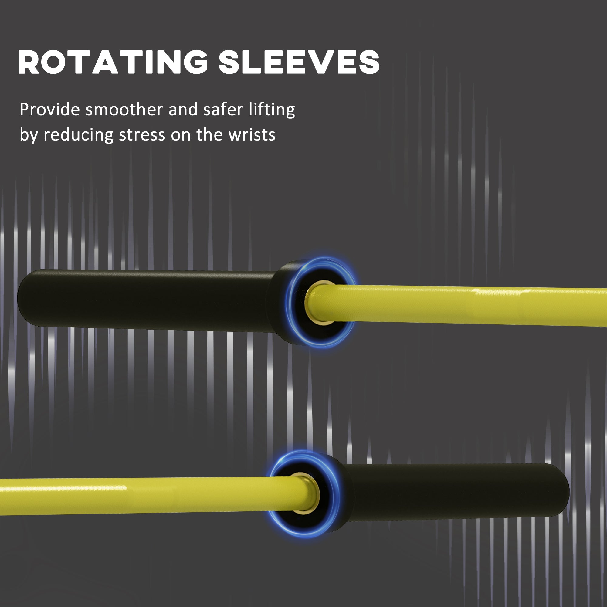 7.2ft Weight Bar, Olympic Bar with Rotating Sleeves, Non-Slip Knurling Grip, 1500lbs Weight Capacity, Yellow