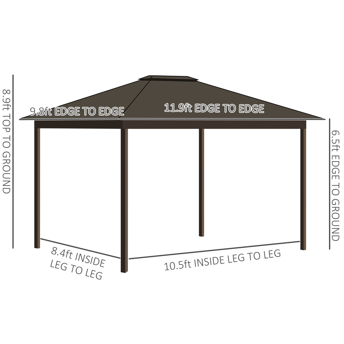 11.9" x 9.8" Hardtop Gazebo with Curtains Netting, Metal Roof Gazebo Canopy with Aluminum Frame and Top Hook, Cream