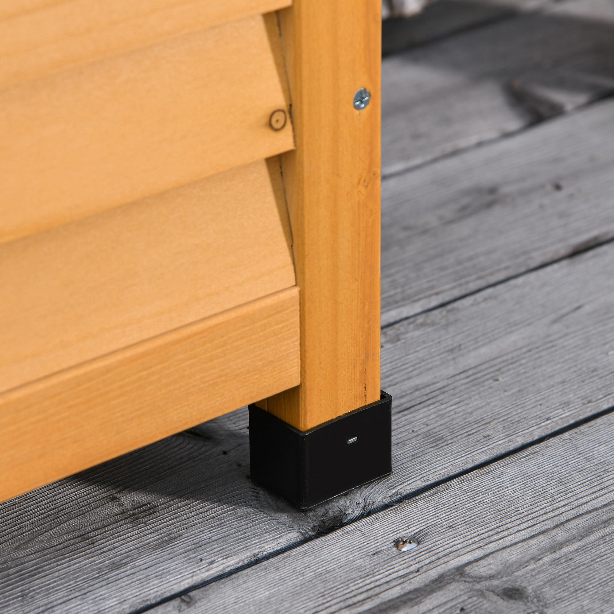 75 Gallon Wooden Deck Box, Outdoor Storage Container with Aerating Gap & Weather-Fighting Finish, Yellow - Yellow - Image 8