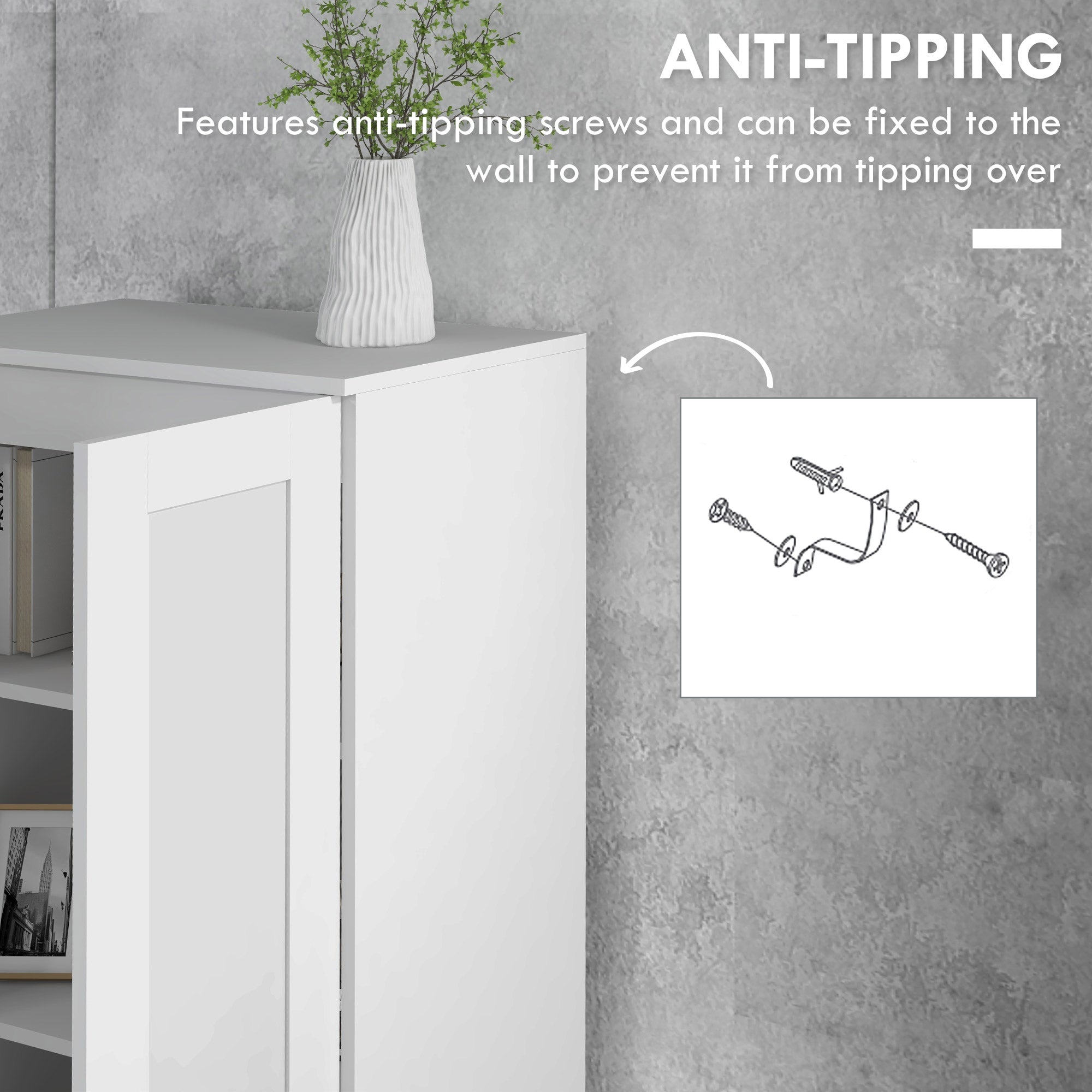 White Storage Cabinet with Adjustable Shelves and Tall Design, for Kitchen Storage , Perfect for Home Use and Family Organization