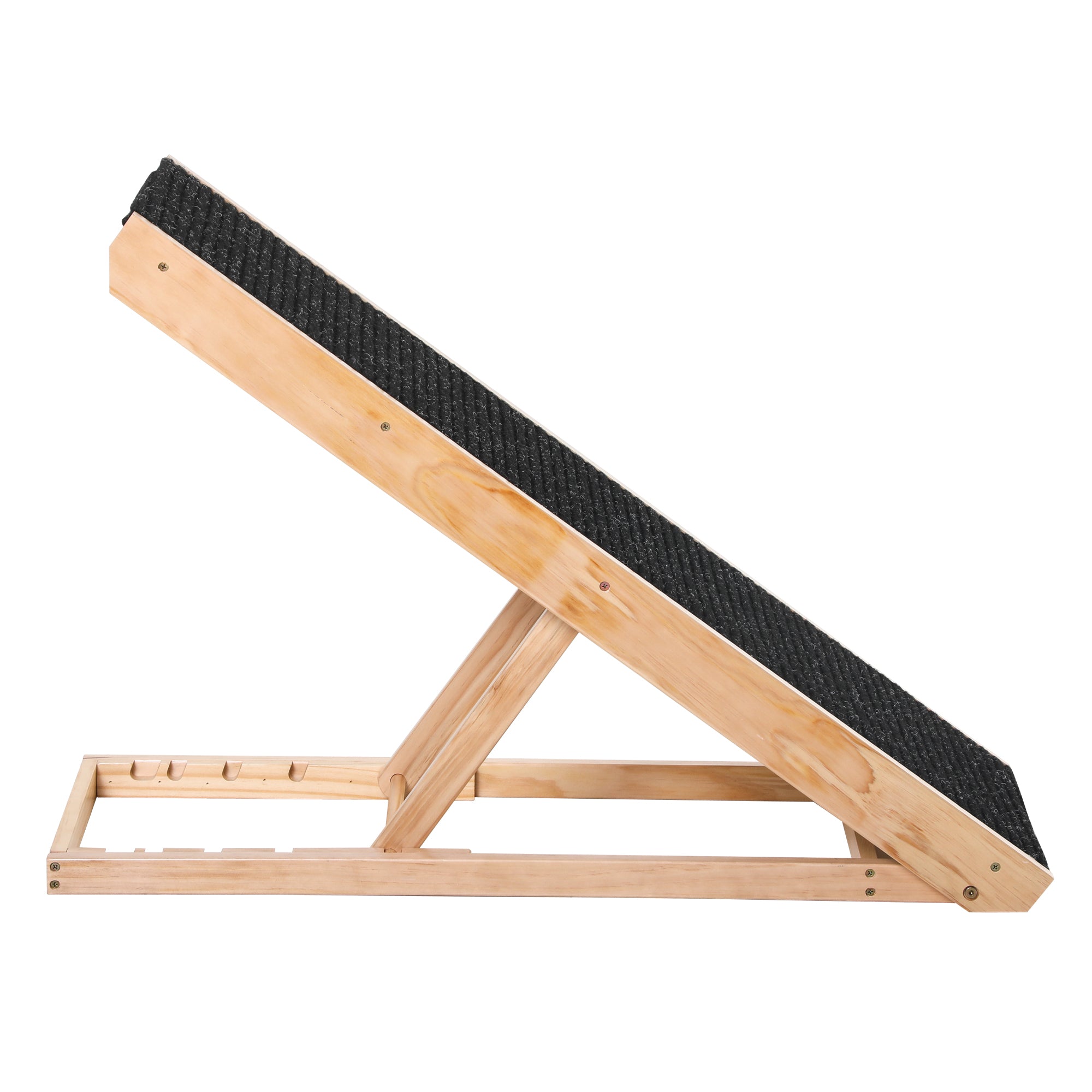 Elevated Dog Ramp for Bed, Foldable and Height Adjustable Pet Ramp for Cats with Non-Slip Finish, Pine 35.5" L x 16" W x 24" H, Black - Black - Image 7
