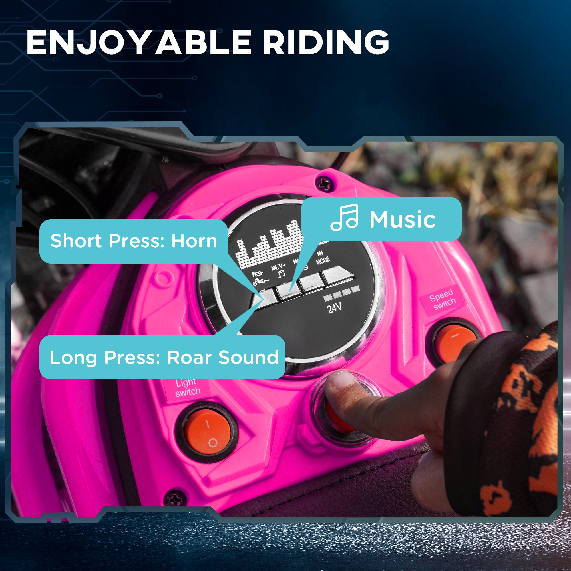 24V 350W Electric Dirt Bike Up to 15 MPH w/ Twist Grip Throttle, Pink