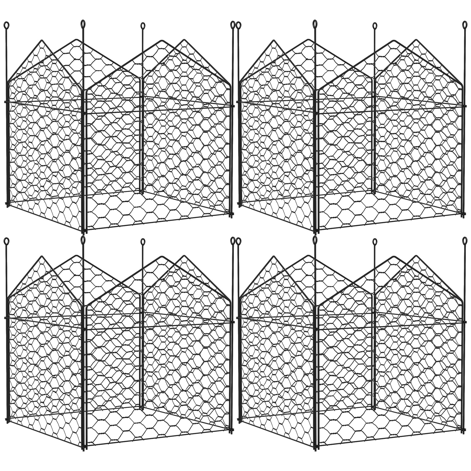 4 Pack Garden Cloches for Plants, 12" x 14" Metal Crop Cage Set, Plant Cages to Keep Animals Out, Black - Black
