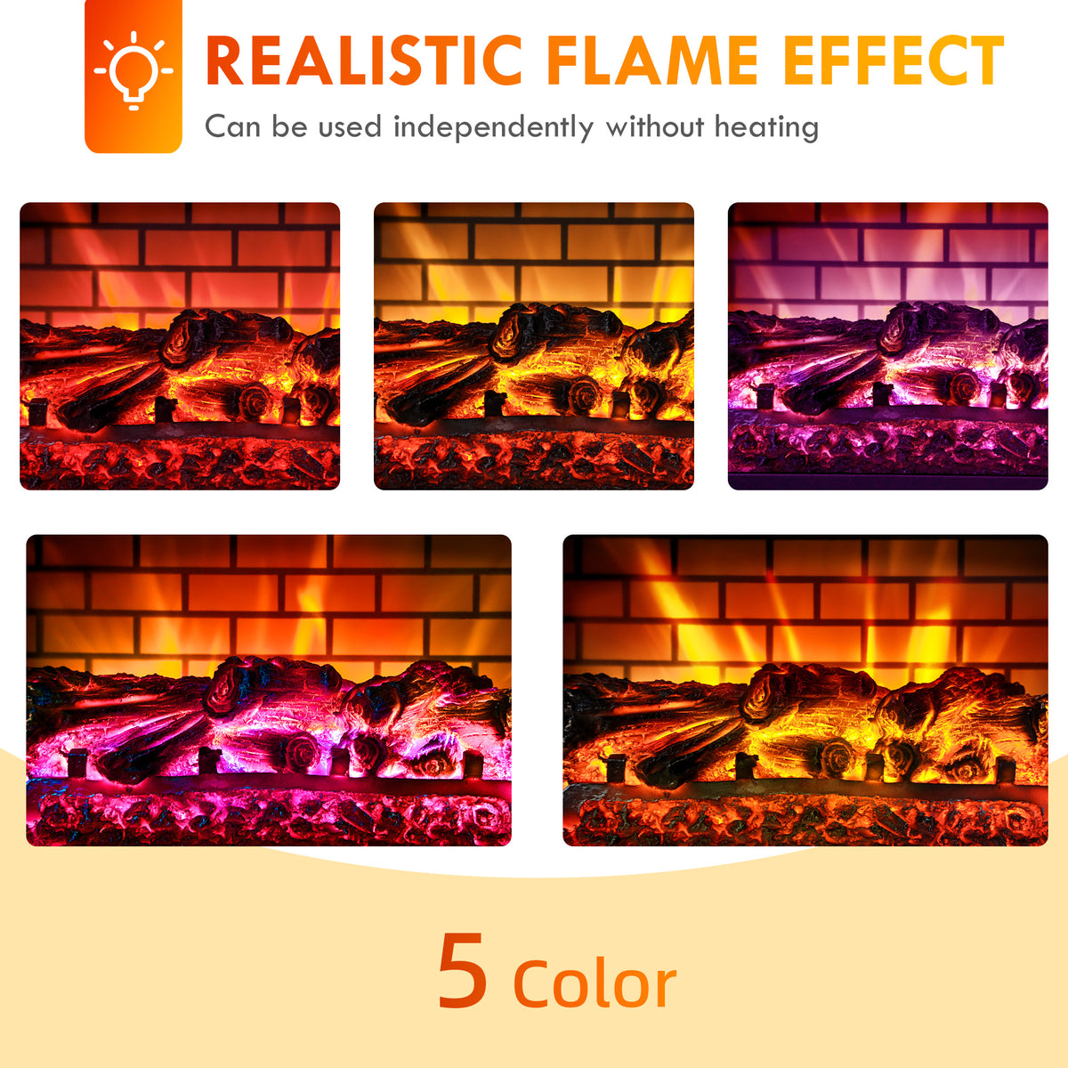 Electric Fireplace Stove, Infrared Fireplace Heater with Realistic Flame & Adjustable Temperature, 1500W, Black