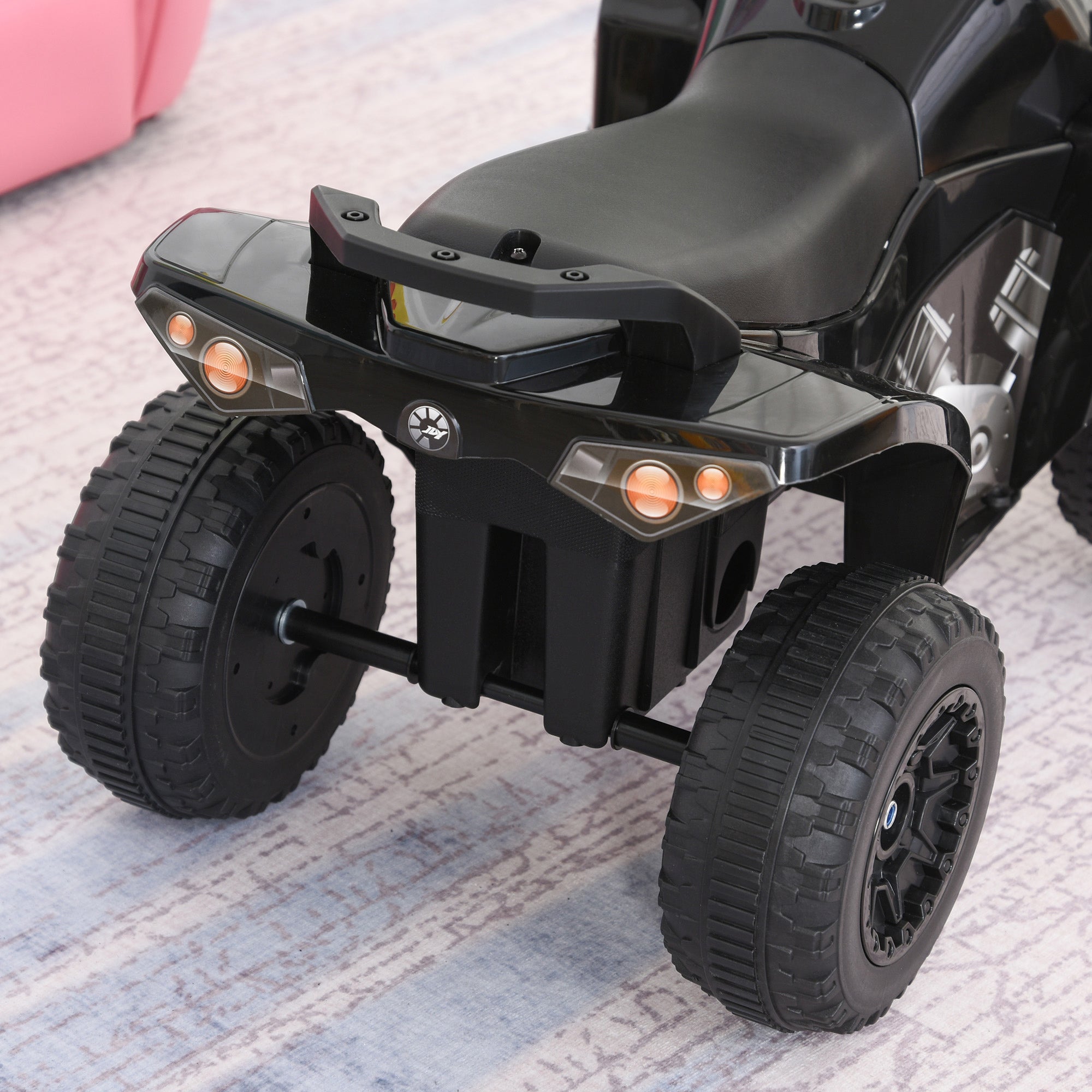 NO Power Kids Ride On Push Car, Ride Racer, Foot-to-floor Sliding Car, Walking ATV Toy with Music, Lights, for 1.5-3 Years Old, Black