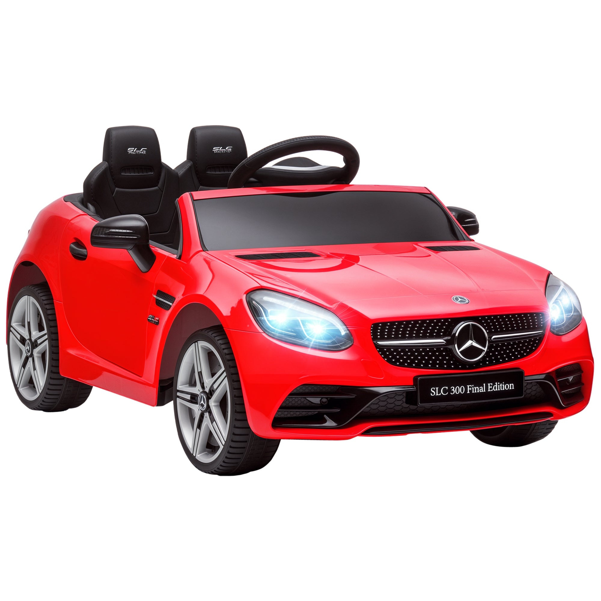 Mercedes SLC 300 Licensed Kids Electric Car with Remote Control, 12V Battery Powered Kids Ride on Car with Music, Lights, Suspension for 3-6 Years Old, Red