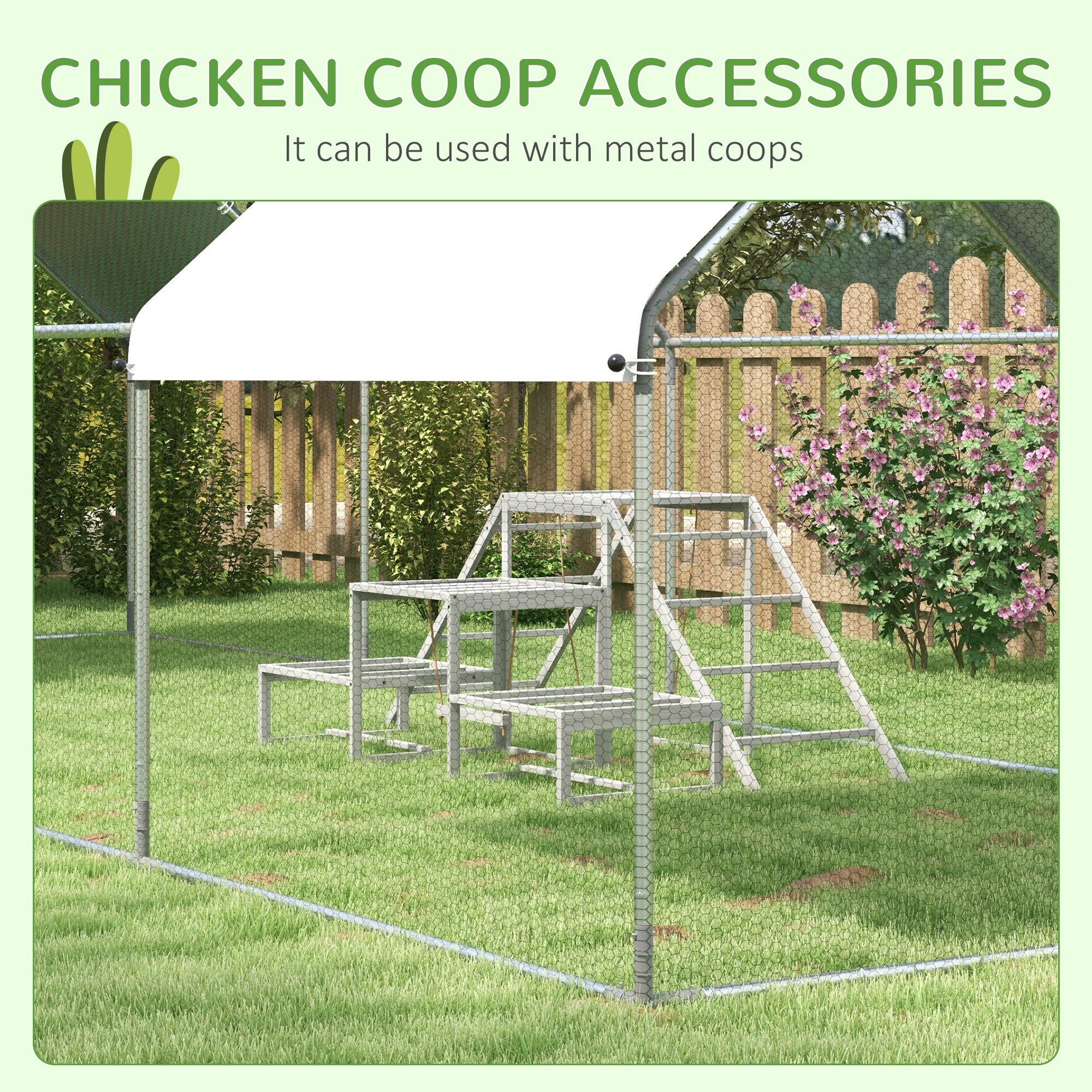 Chicken Roost Toys for Chickens Hens, Coop Accessories with Wood Stand, Ladder Platforms, for 10-15 Chickens - Gray - Image 5