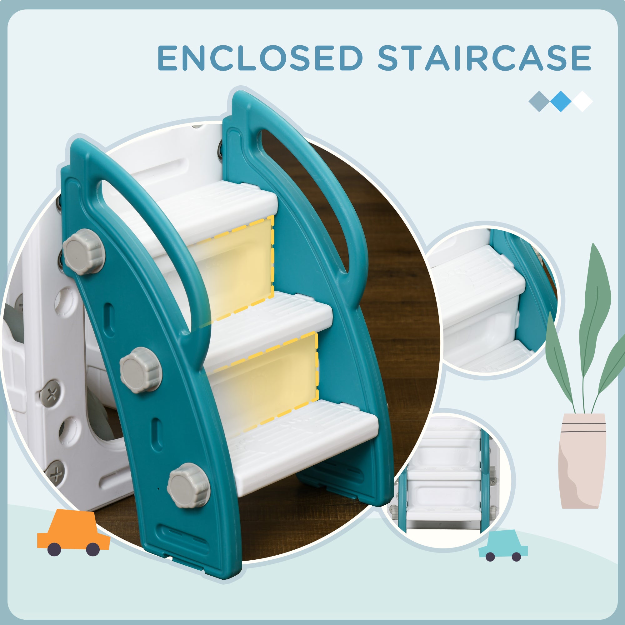 8 in 1 Toddler Slide for Kids Age 1-3 Years with Basketball Hoop, Climber, Telescope, Tunnel, Steering Wheel, Aisle