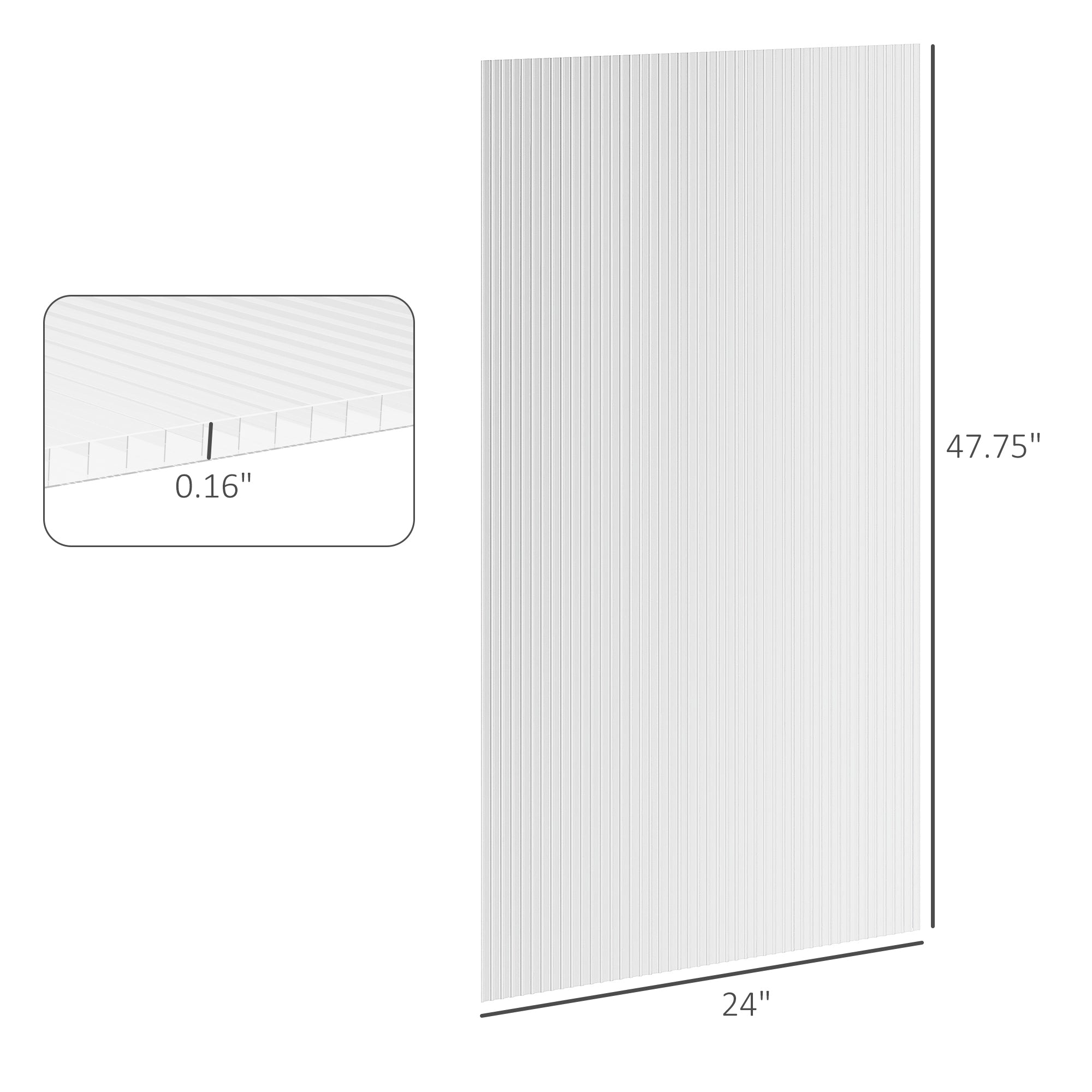 14 Pieces Twin-Wall Polycarbonate Panels Waterproof UV Protected Polycarbonate Greenhouse Panels, 4' x 2' x 0.16", Clear - Clear - Image 3