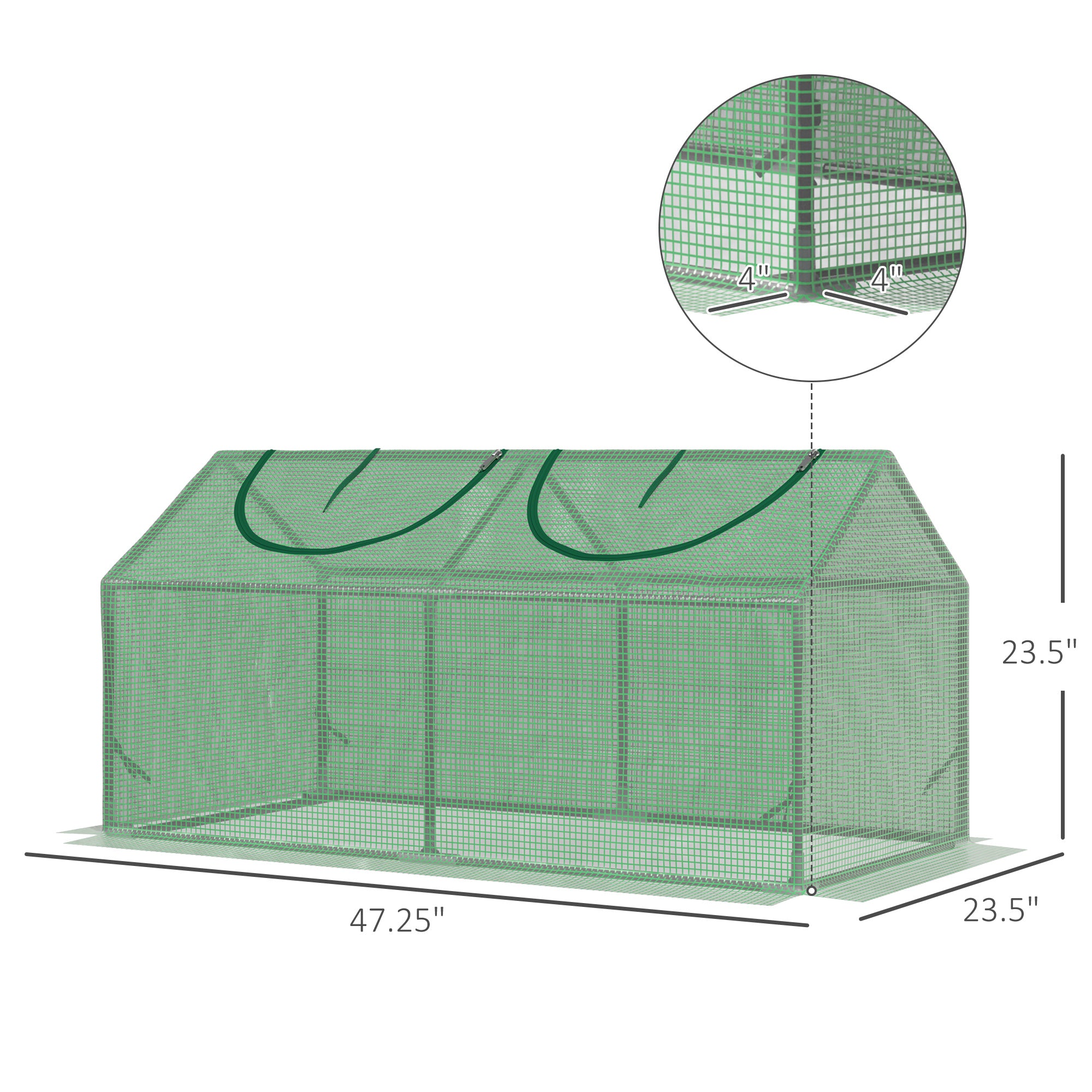 4' x 2' x 2' Portable Mini Greenhouse, Small Green House with PE Cover, Roll-up Zippered Windows for Indoor, Outdoor Garden, Green - Green - Image 3