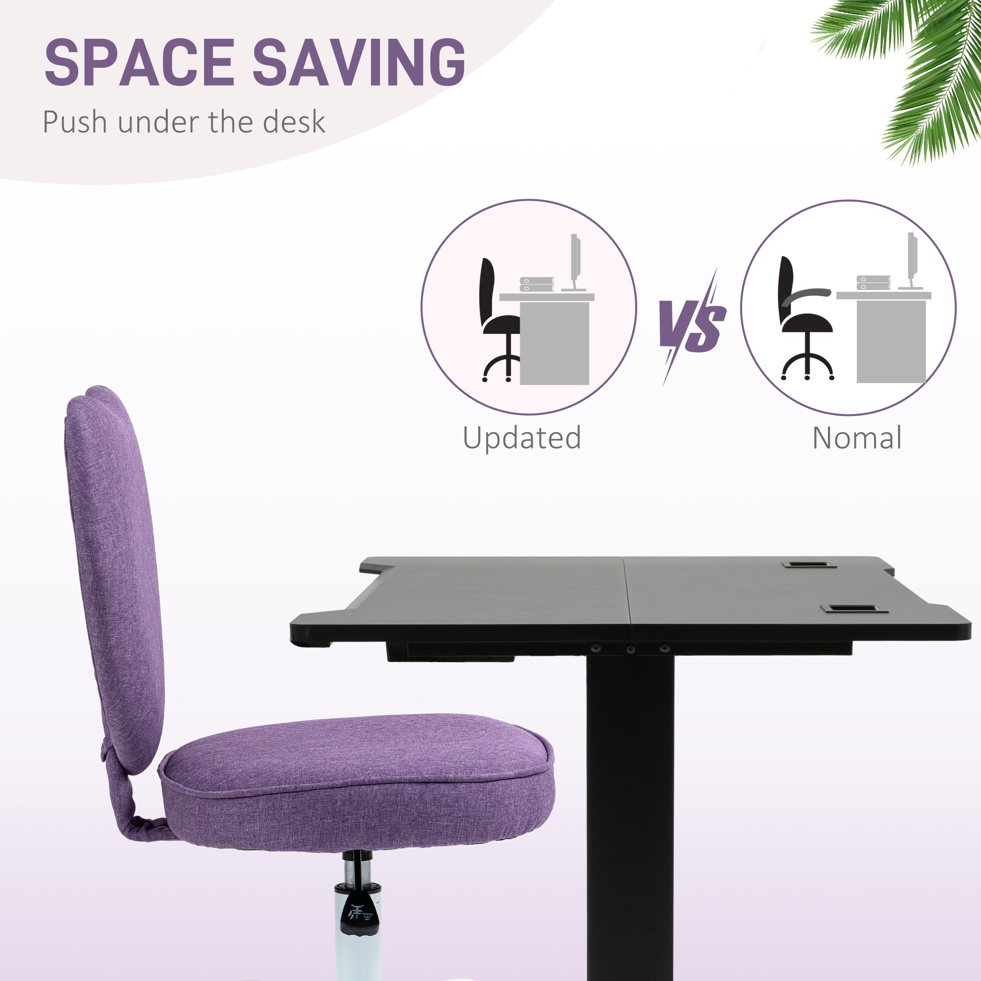 Heart Love Shaped Back Design Office Chair with Adjustable Height, Purple