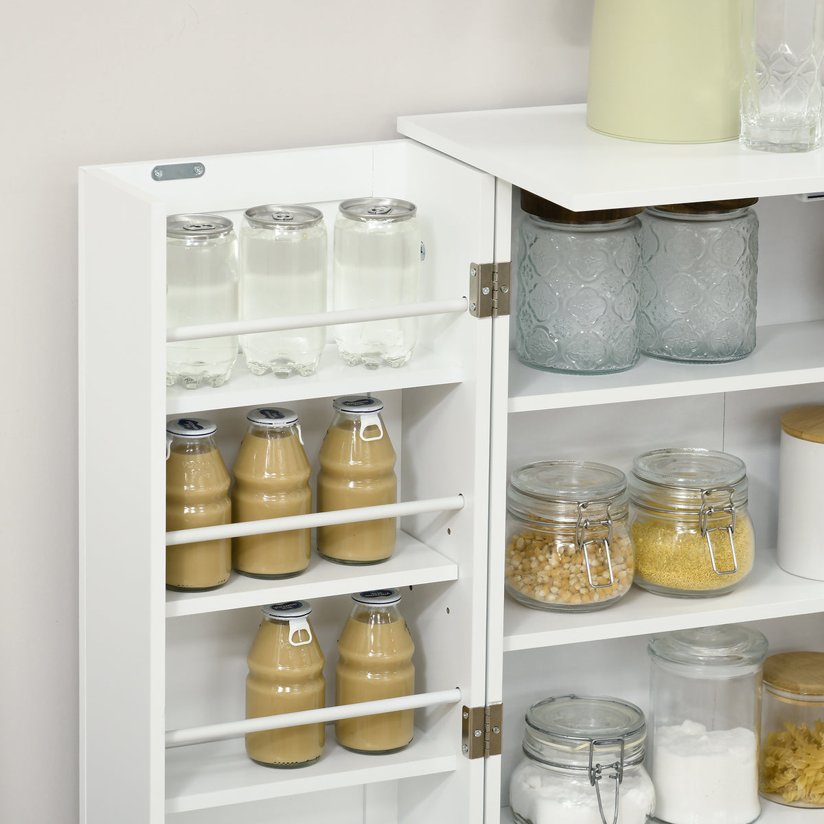 41" Modern Kitchen Pantry Freestanding Storage Cabinet with Double Doors Adjustable Shelves for Living Room - White