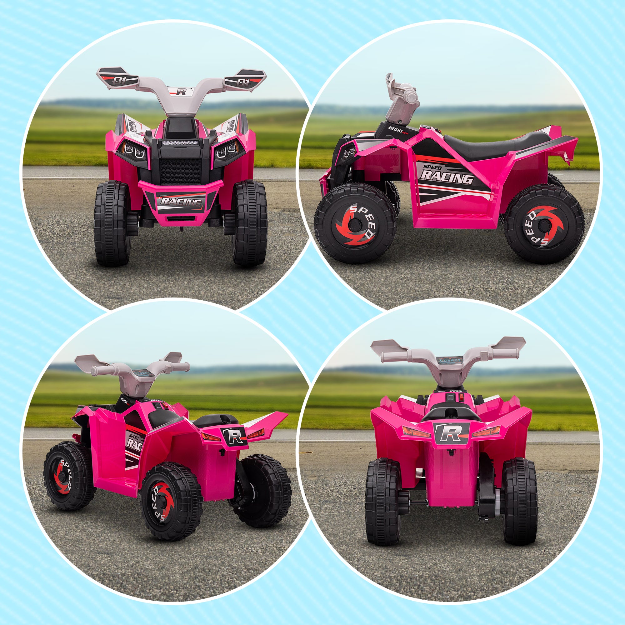6V Electric Toy Car with Forward Backward, Wear-Resistant Wheels for Ages 18-36 Months, Pink