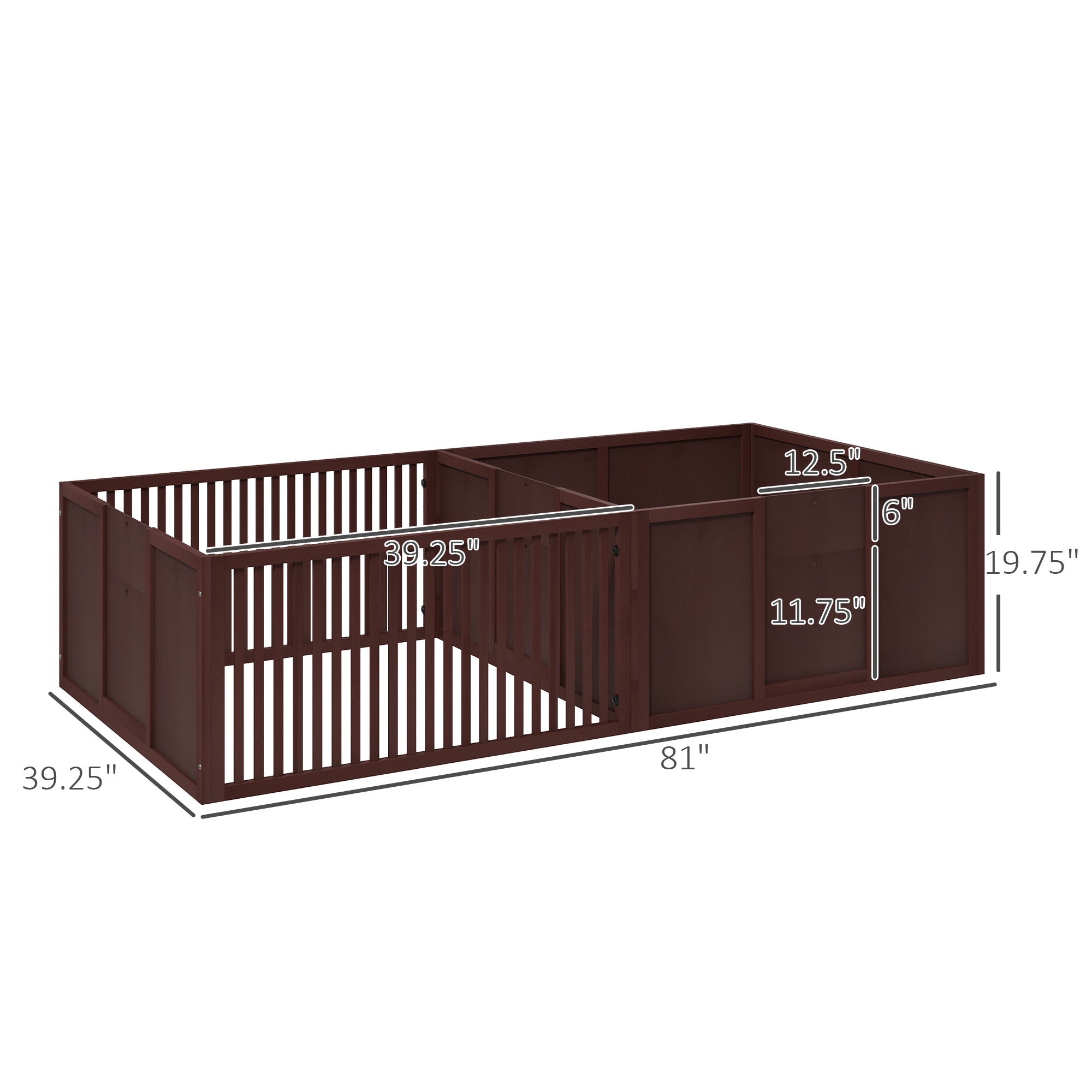 Whelping Box for Dogs Built for Mother's Comfort, Dog Whelping Pen with Removable Doors, Puppy Playpen for Indoors, Newborn Puppy Supplies & Essentials, 81" x 39" x 20", Coffee - Coffee - Image 3